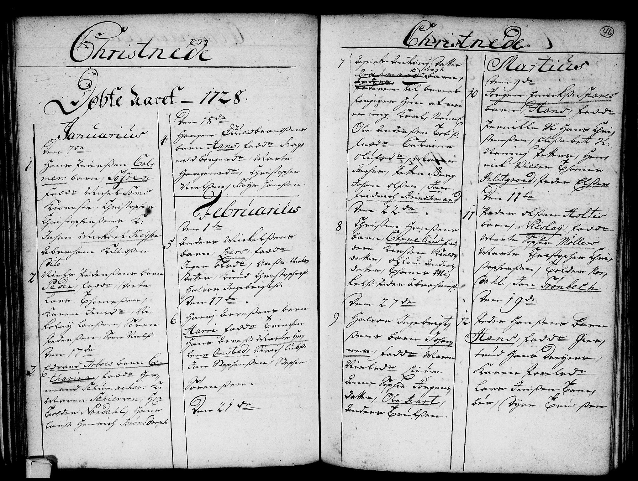 Strømsø kirkebøker, AV/SAKO-A-246/F/Fa/L0003: Parish register (official) no. I 3, 1727-1731, p. 46