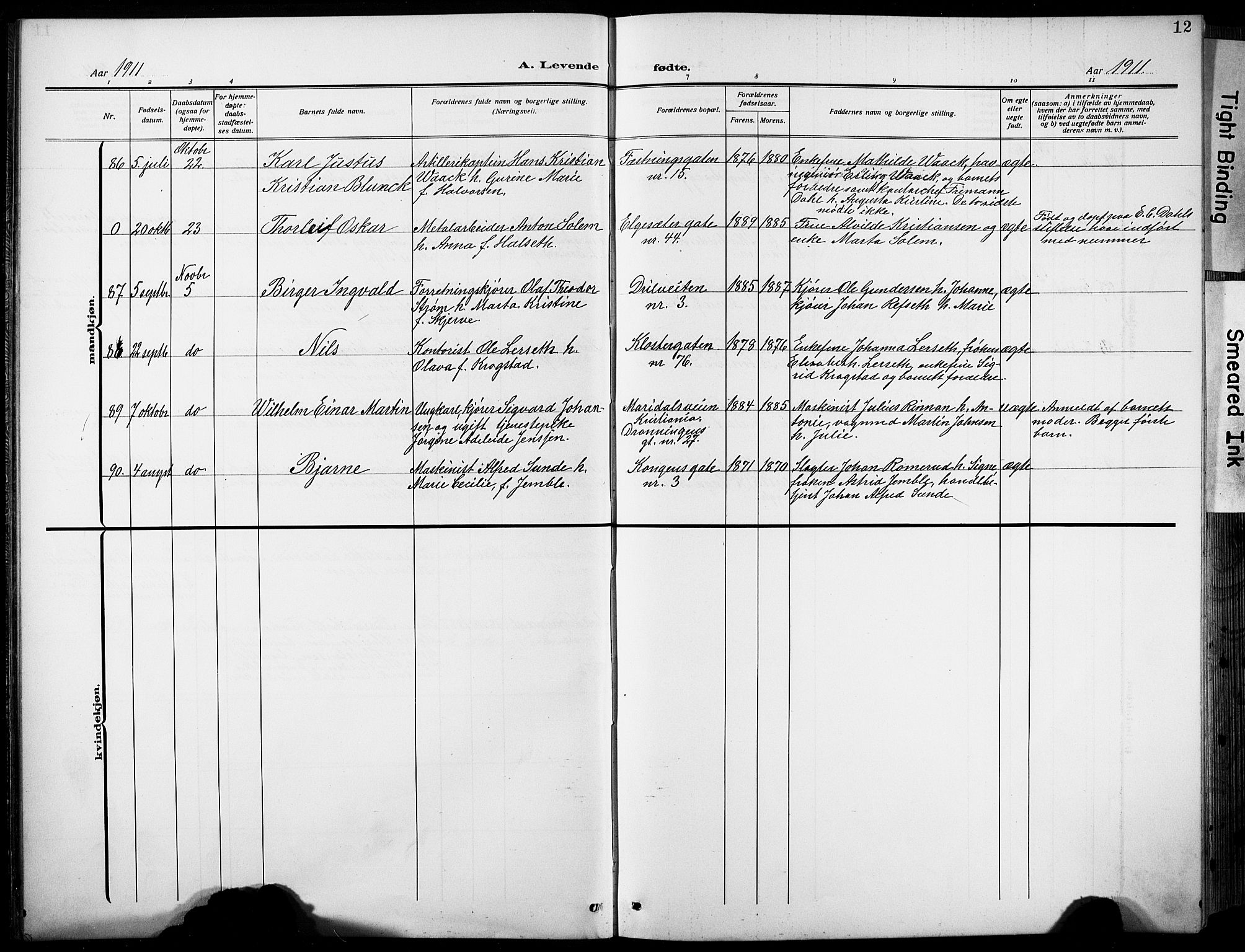 Ministerialprotokoller, klokkerbøker og fødselsregistre - Sør-Trøndelag, AV/SAT-A-1456/601/L0096: Parish register (copy) no. 601C14, 1911-1931, p. 12