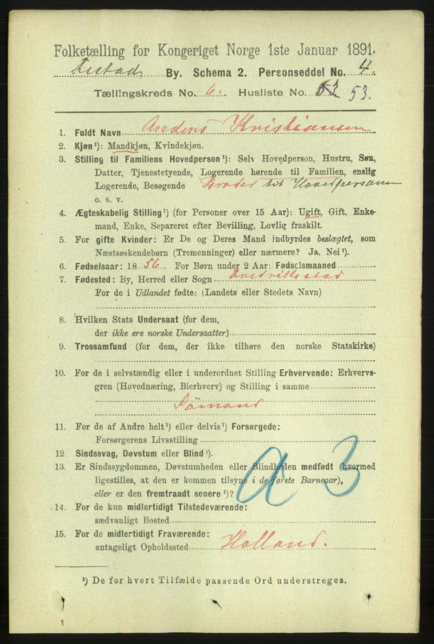 RA, 1891 census for 0103 Fredrikstad, 1891, p. 8133