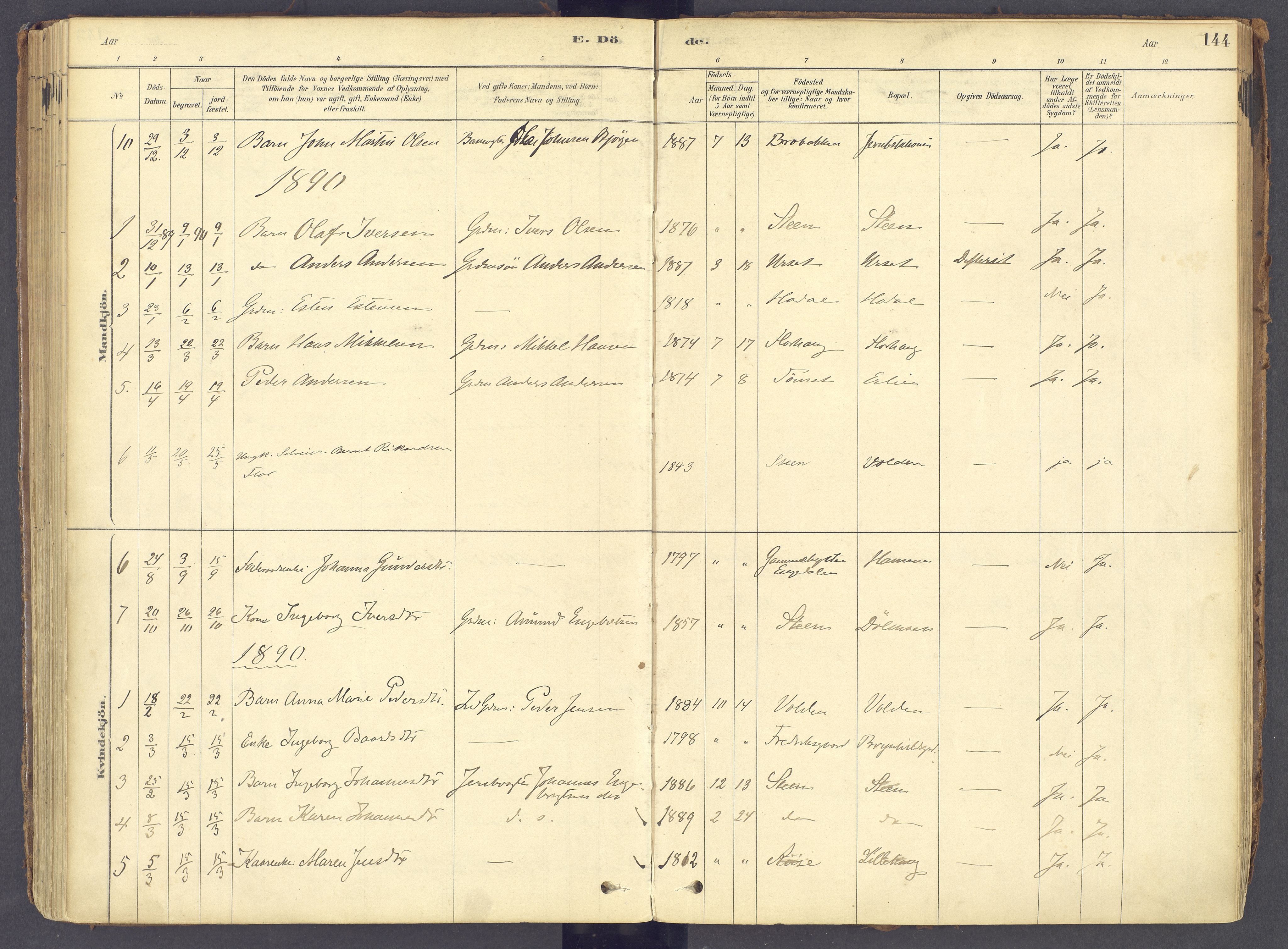 Tolga prestekontor, AV/SAH-PREST-062/K/L0011: Parish register (official) no. 11, 1877-1920, p. 144