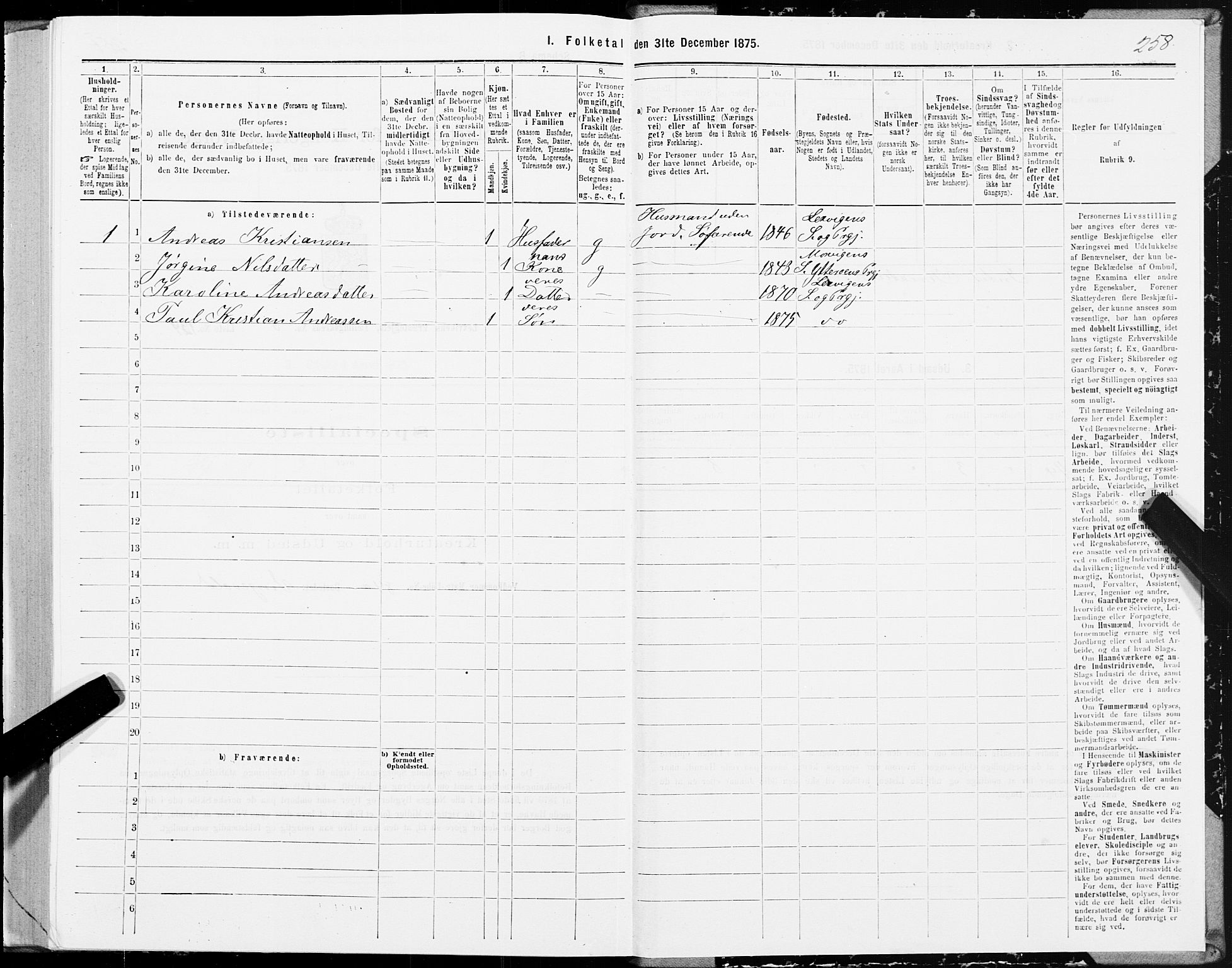 SAT, 1875 census for 1718P Leksvik, 1875, p. 2258