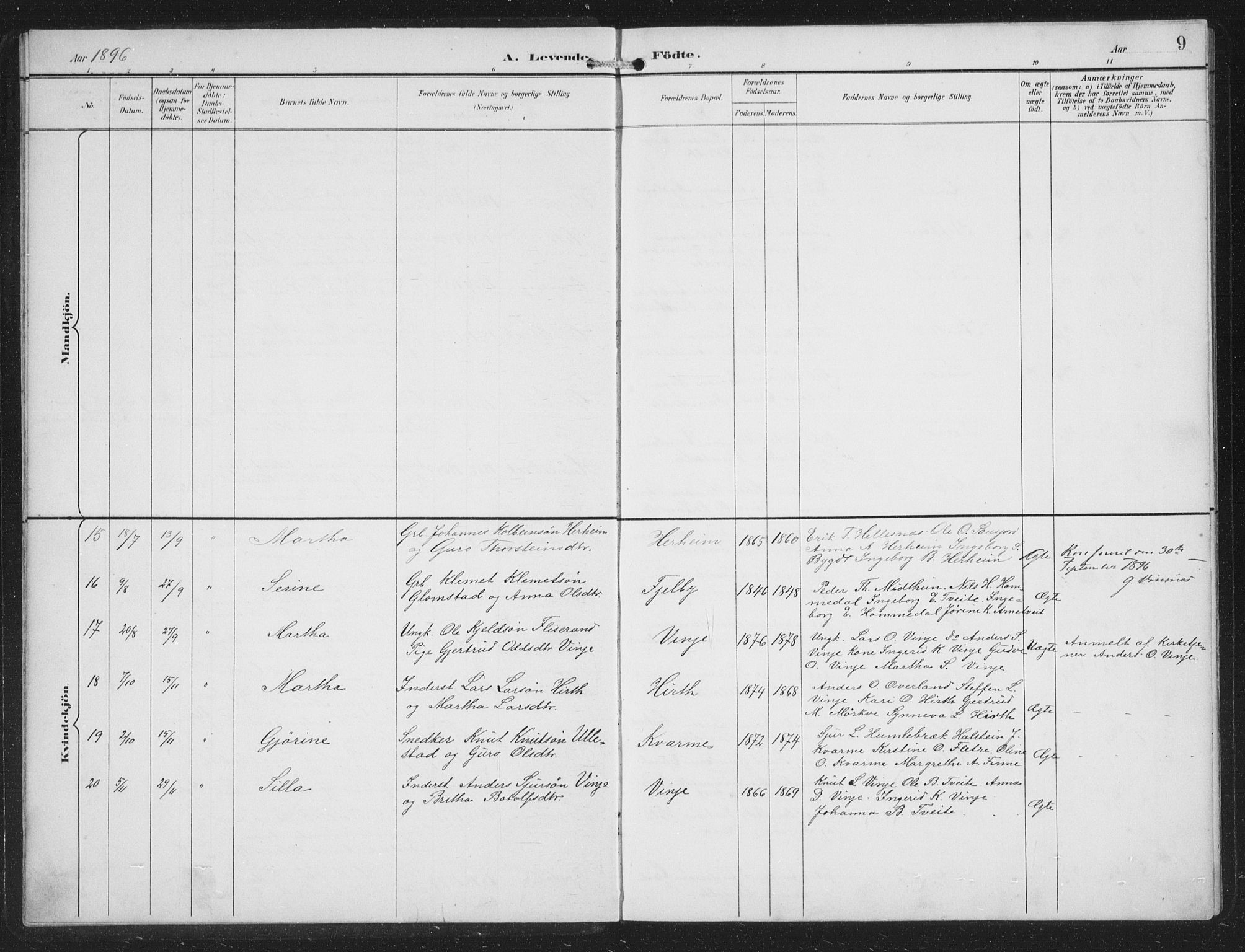 Vossestrand Sokneprestembete, AV/SAB-A-79101/H/Hab: Parish register (copy) no. B 4, 1894-1941, p. 9