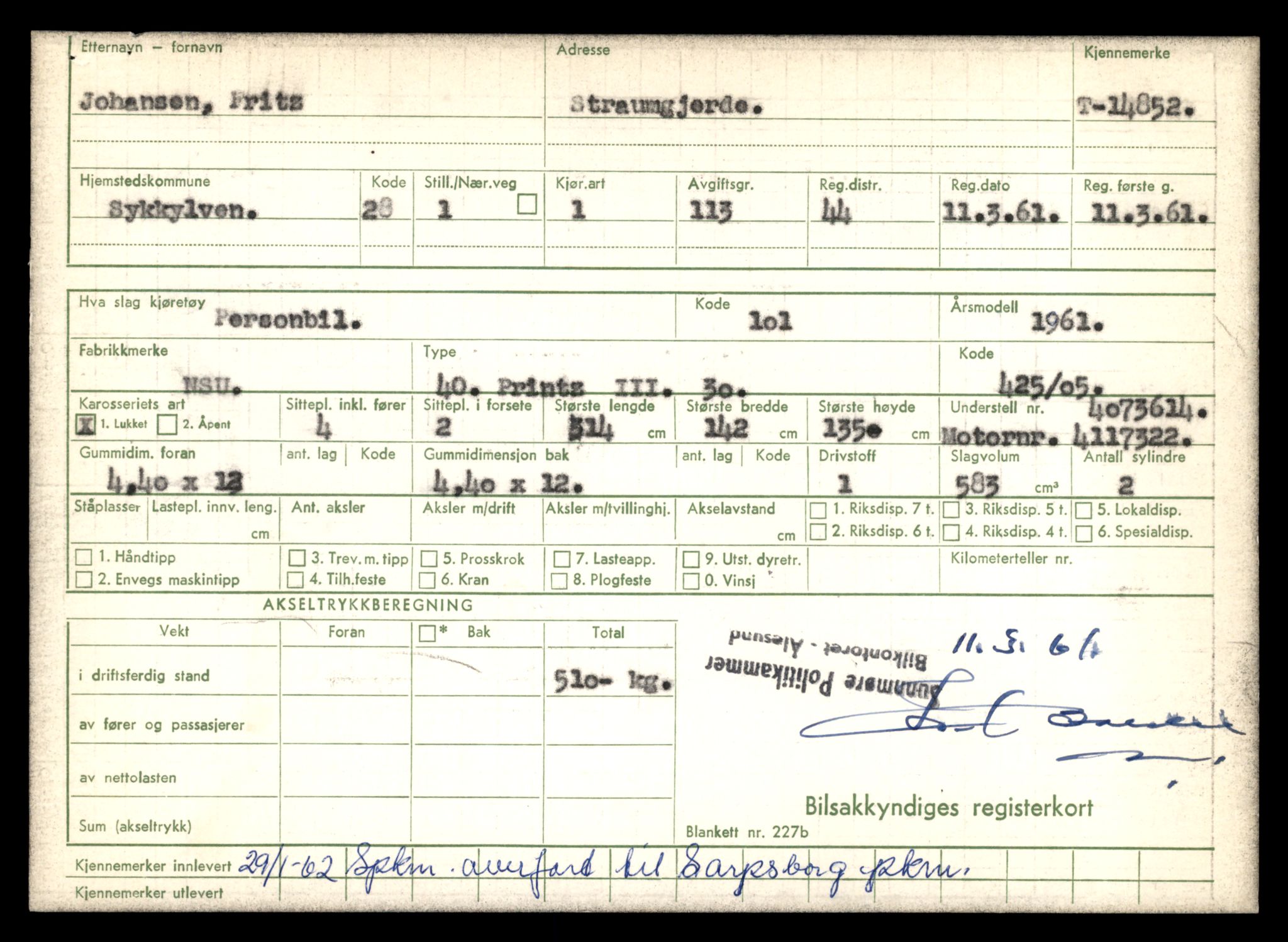 Møre og Romsdal vegkontor - Ålesund trafikkstasjon, AV/SAT-A-4099/F/Fe/L0048: Registreringskort for kjøretøy T 14721 - T 14863, 1927-1998, p. 3047