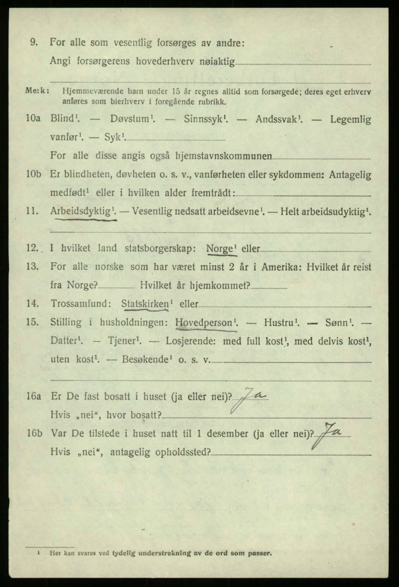 SAB, 1920 census for Jostedal, 1920, p. 569