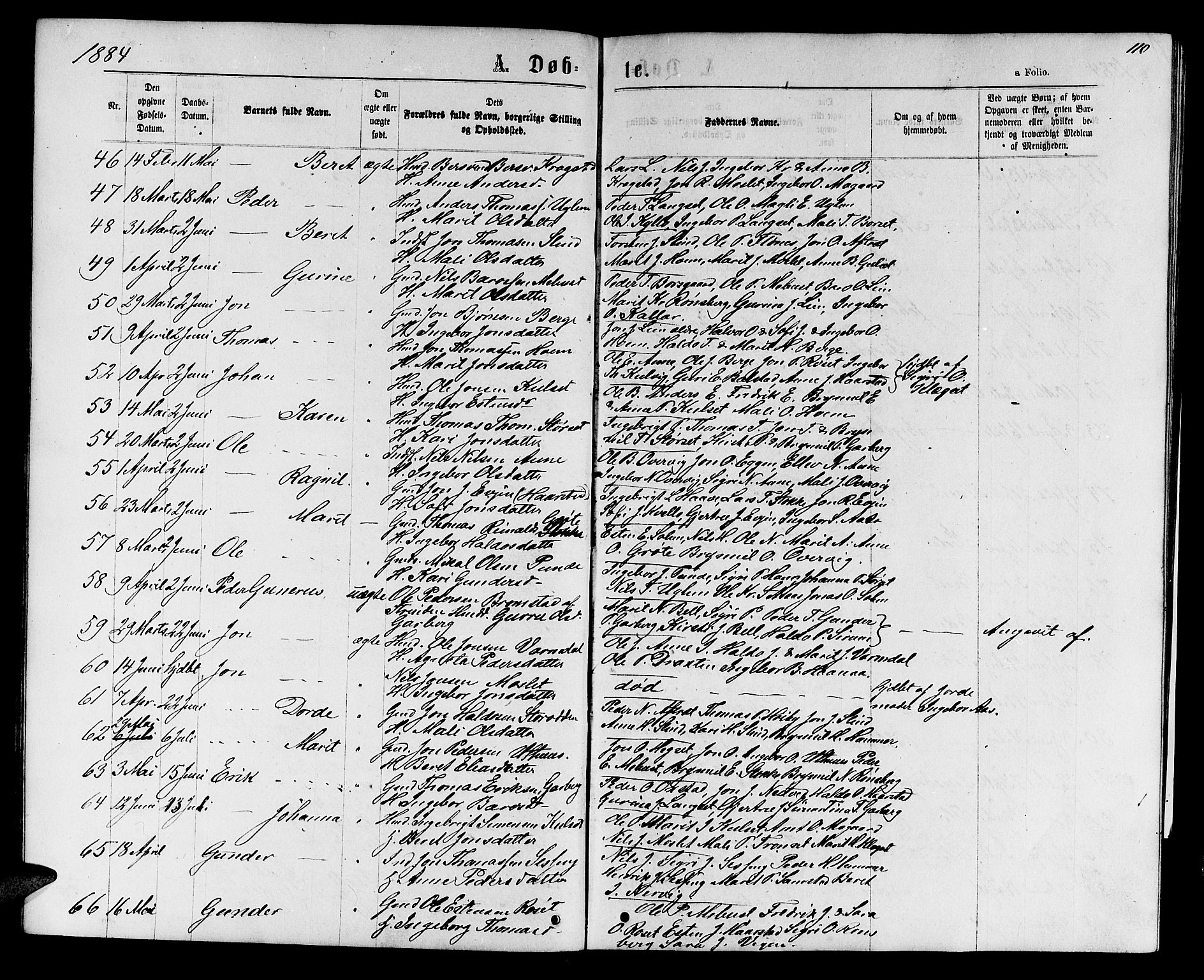 Ministerialprotokoller, klokkerbøker og fødselsregistre - Sør-Trøndelag, AV/SAT-A-1456/695/L1156: Parish register (copy) no. 695C07, 1869-1888, p. 110