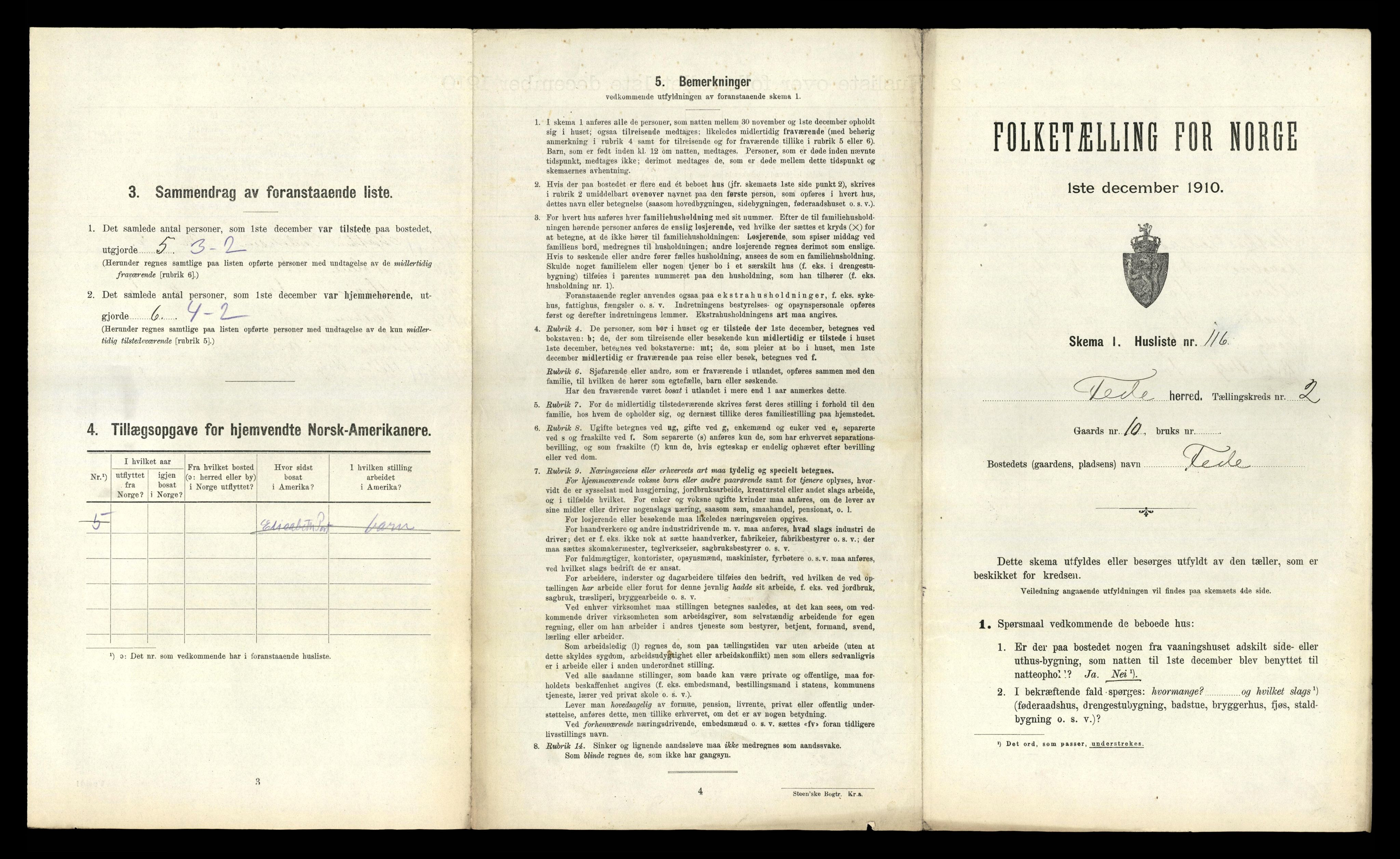 RA, 1910 census for Feda, 1910, p. 319