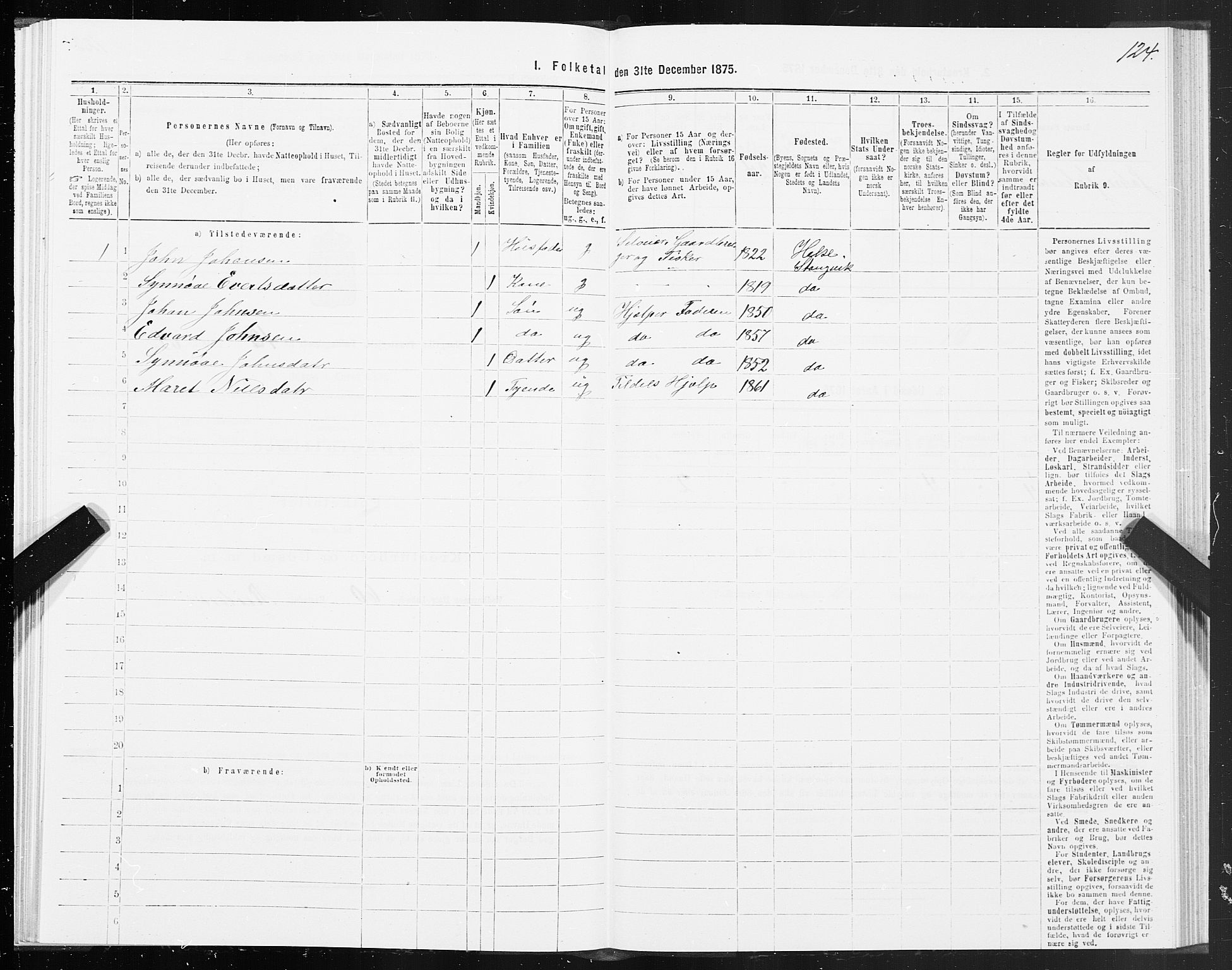 SAT, 1875 census for 1564P Stangvik, 1875, p. 5124