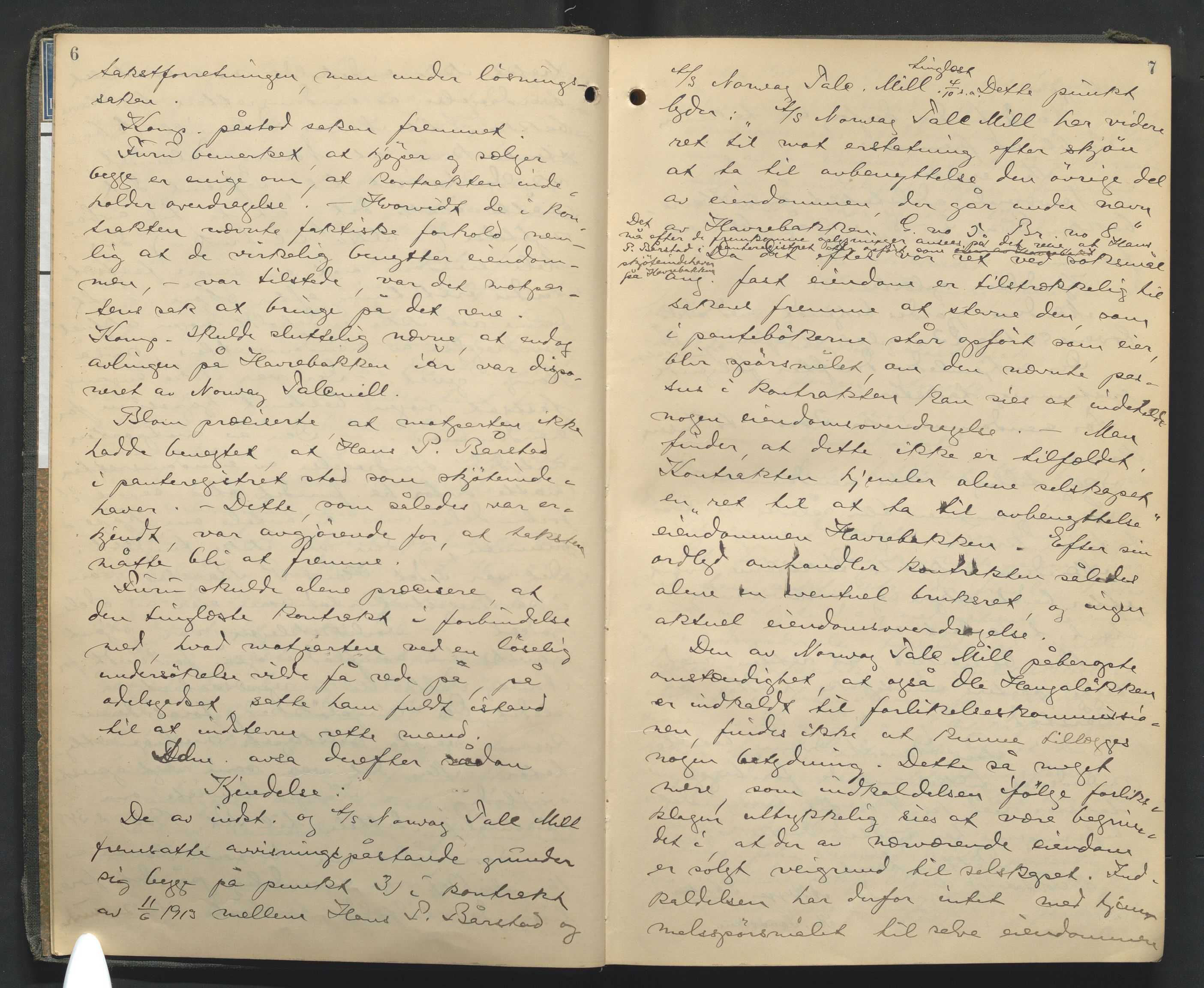 Nord-Gudbrandsdal tingrett, AV/SAH-TING-002/G/Gc/Gcb/L0011: Ekstrarettsprotokoll for åstedssaker, 1914-1923, p. 6-7