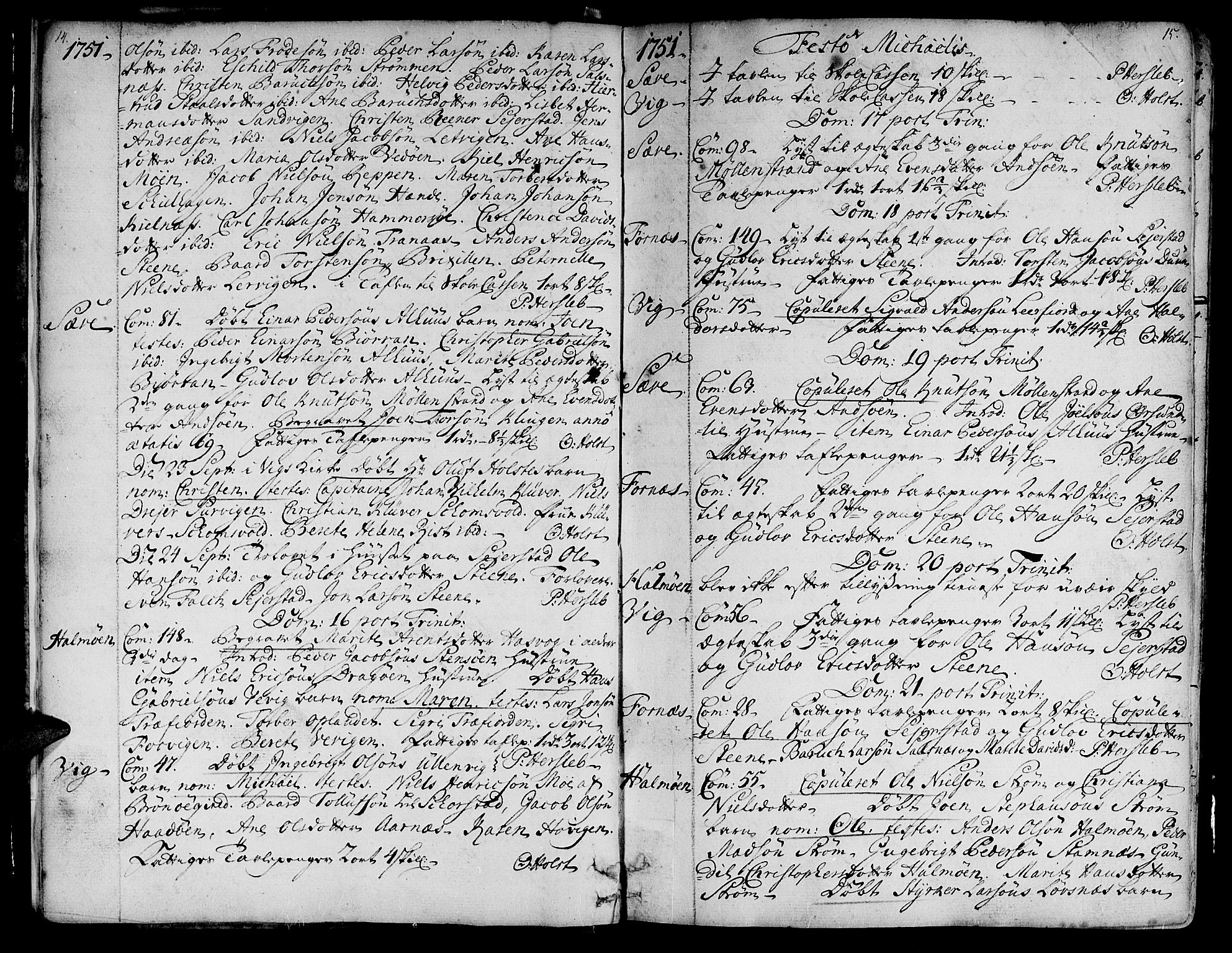 Ministerialprotokoller, klokkerbøker og fødselsregistre - Nord-Trøndelag, SAT/A-1458/773/L0607: Parish register (official) no. 773A01, 1751-1783, p. 14-15