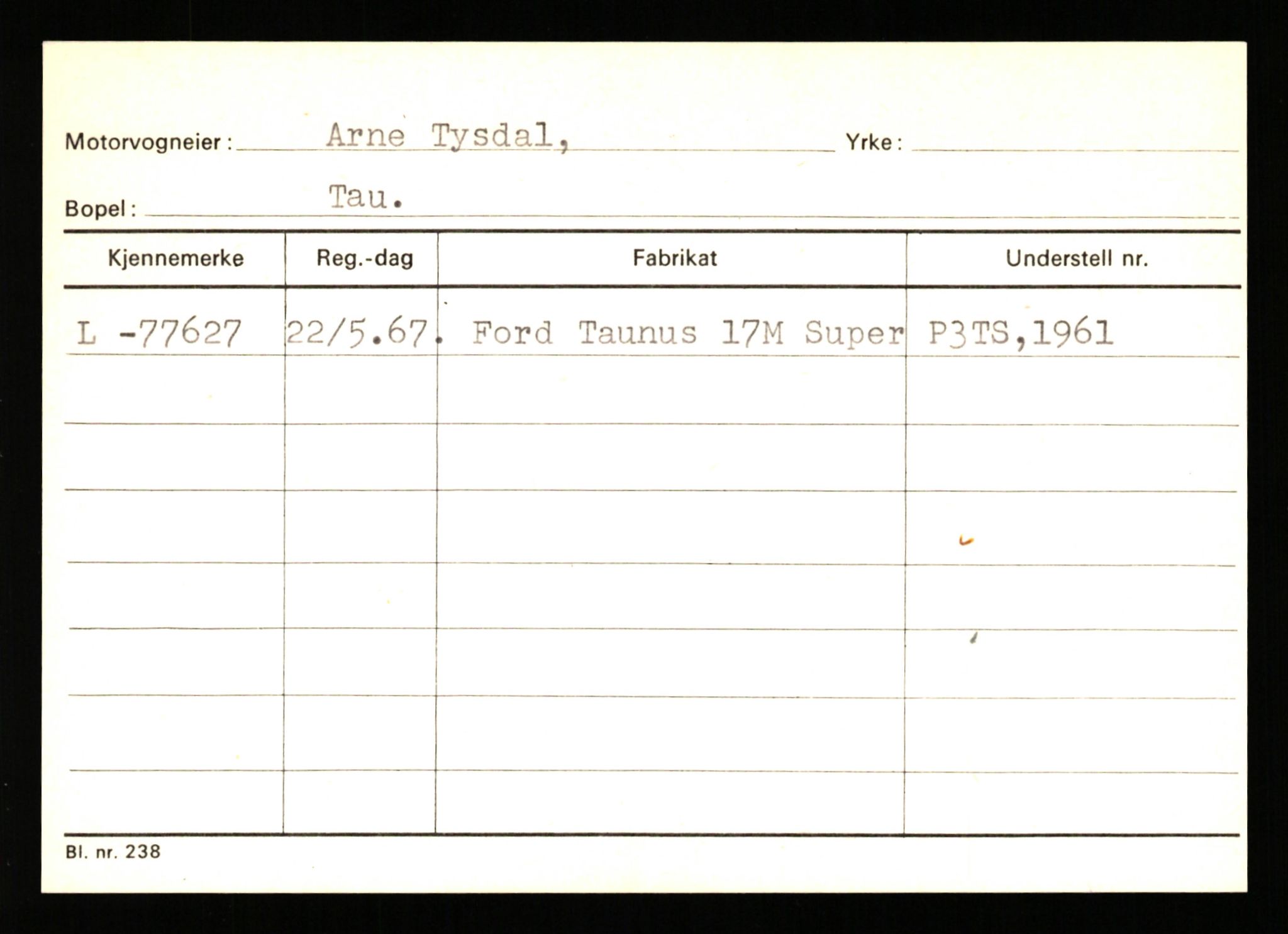 Stavanger trafikkstasjon, AV/SAST-A-101942/0/H/L0040: Torstensen - Ueland, 1930-1971, p. 1815