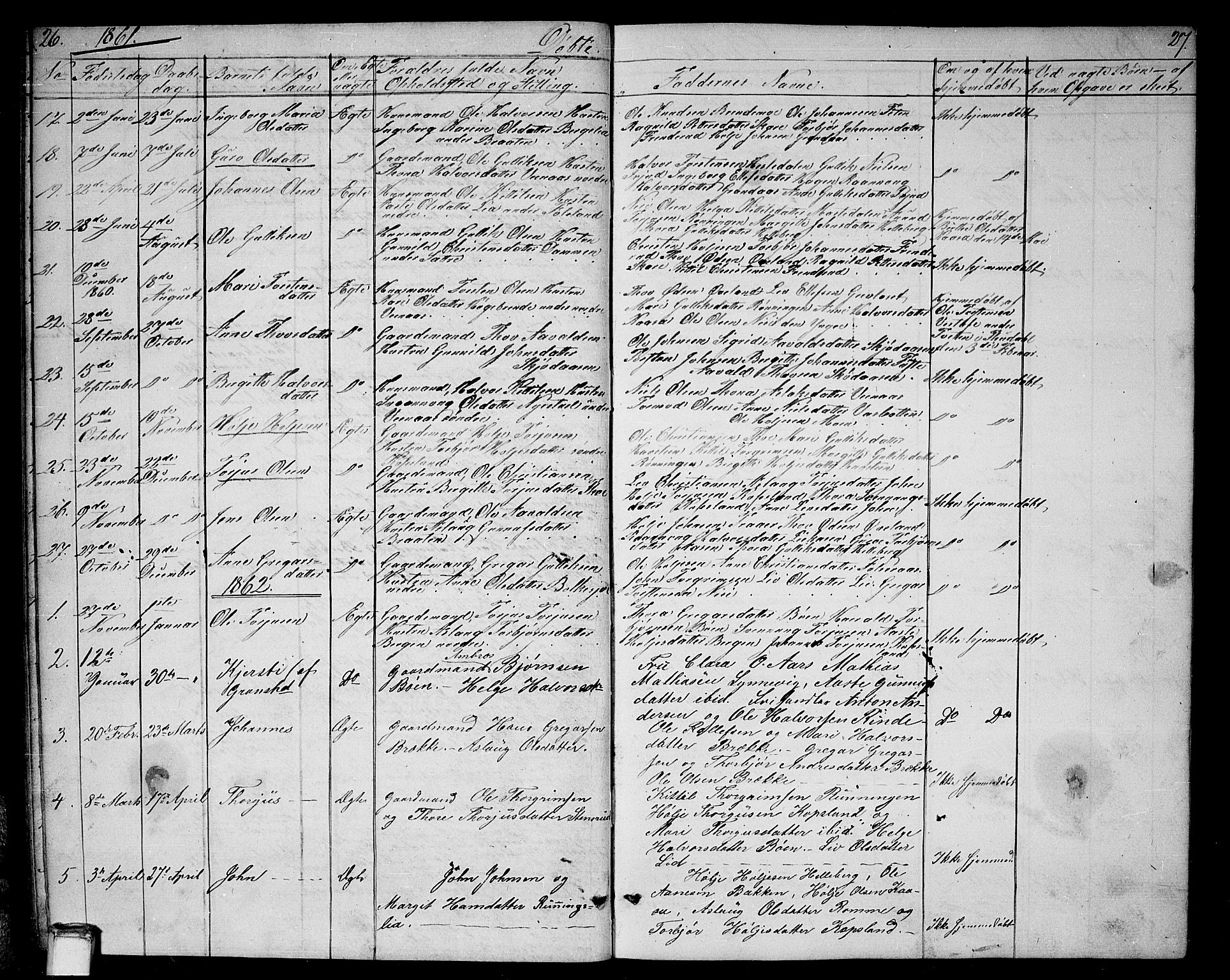 Gransherad kirkebøker, SAKO/A-267/G/Ga/L0002: Parish register (copy) no. I 2, 1854-1886, p. 26-27