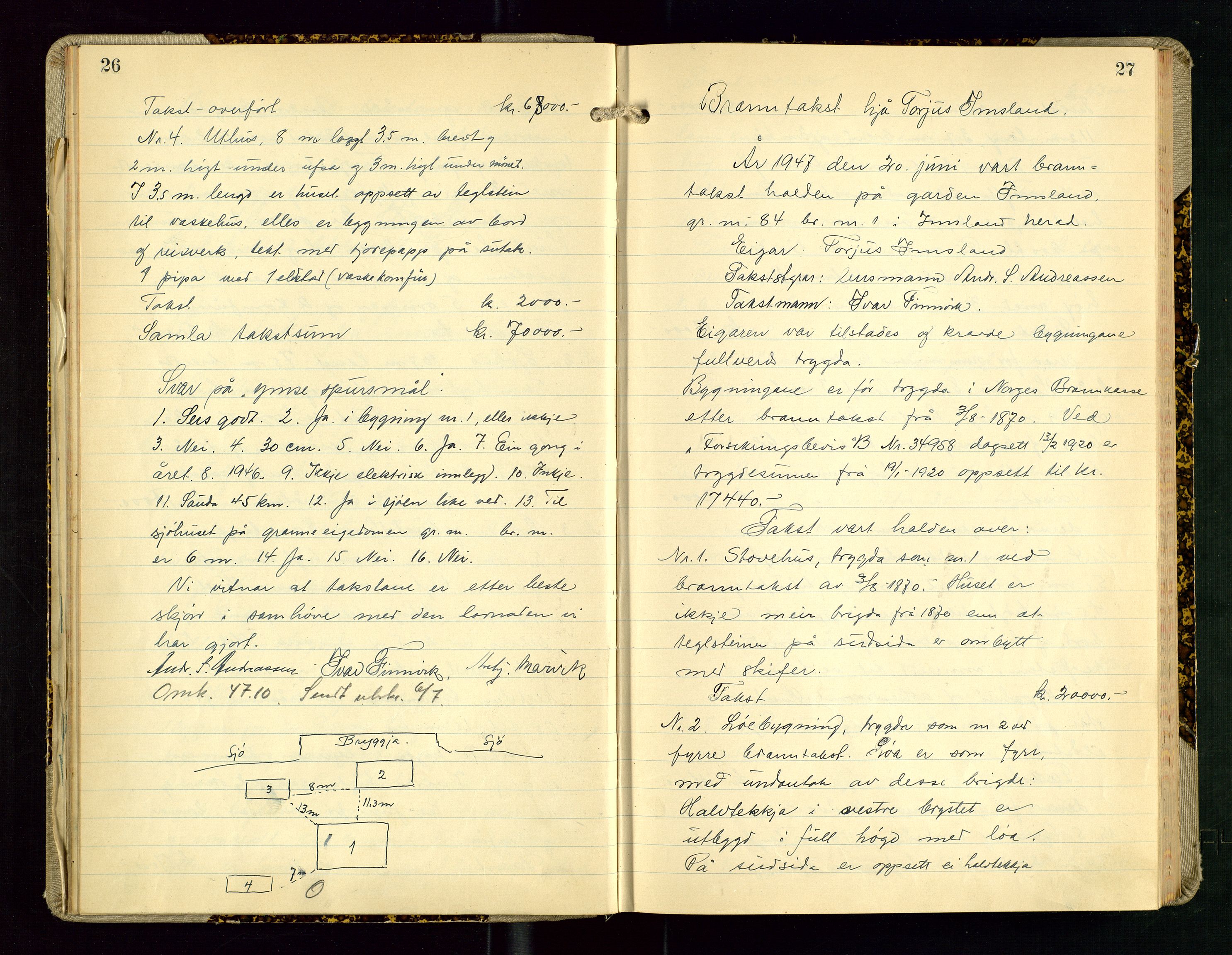 Vikedal lensmannskontor, AV/SAST-A-100179/Gob/L0005: Branntakstprotokoll, 1942-1956, p. 26-27