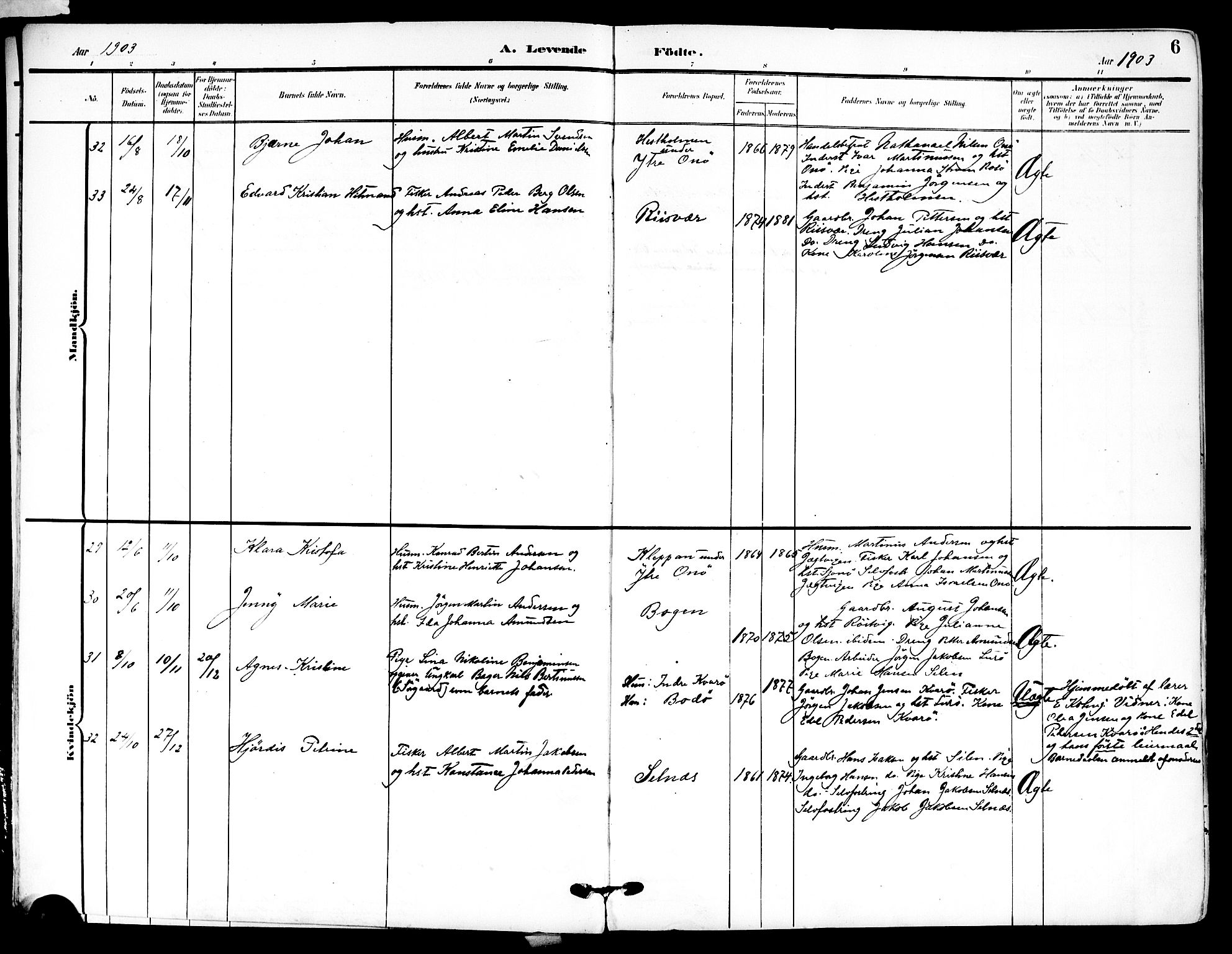 Ministerialprotokoller, klokkerbøker og fødselsregistre - Nordland, AV/SAT-A-1459/839/L0569: Parish register (official) no. 839A06, 1903-1922, p. 6