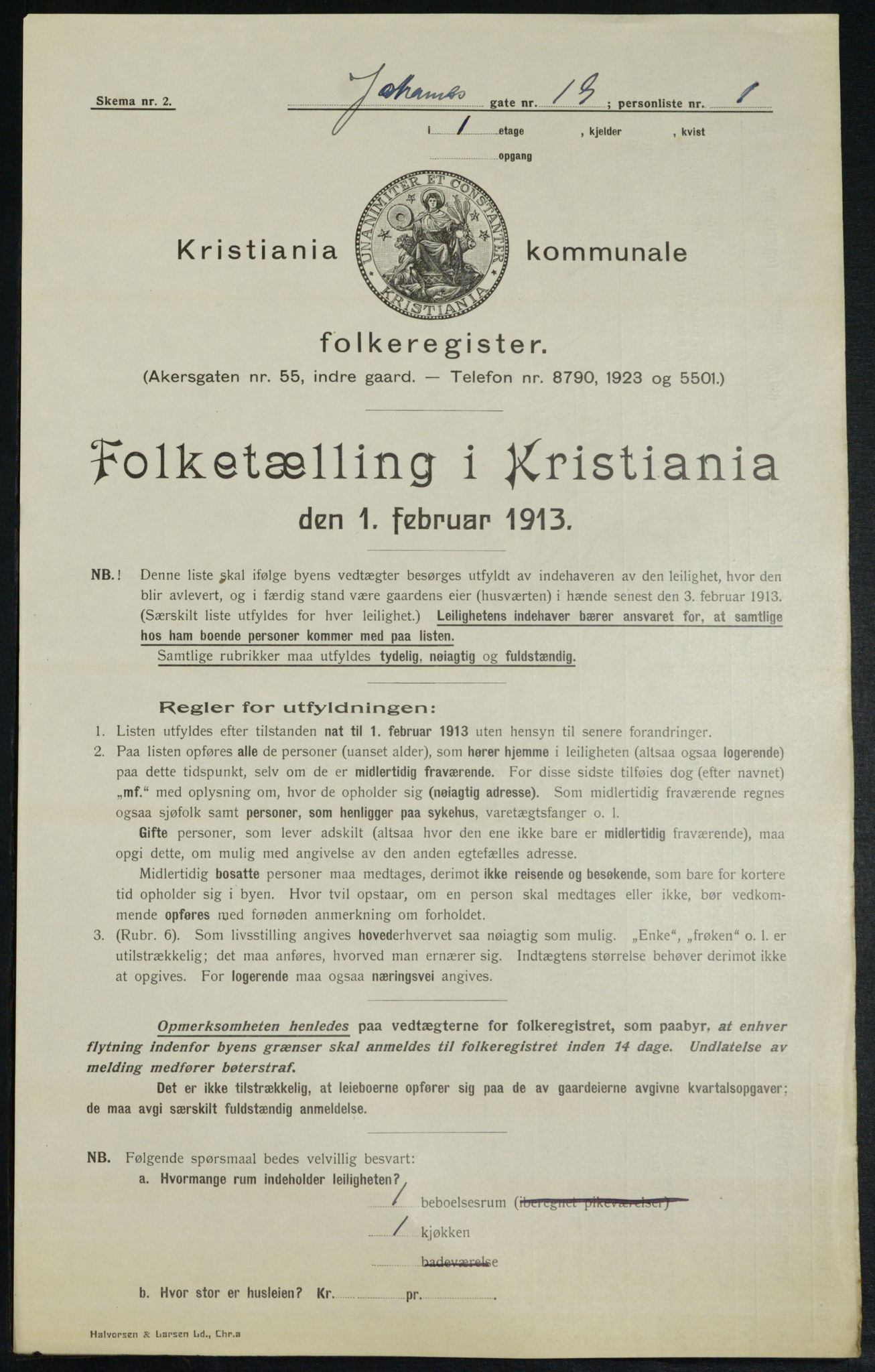 OBA, Municipal Census 1913 for Kristiania, 1913, p. 47075