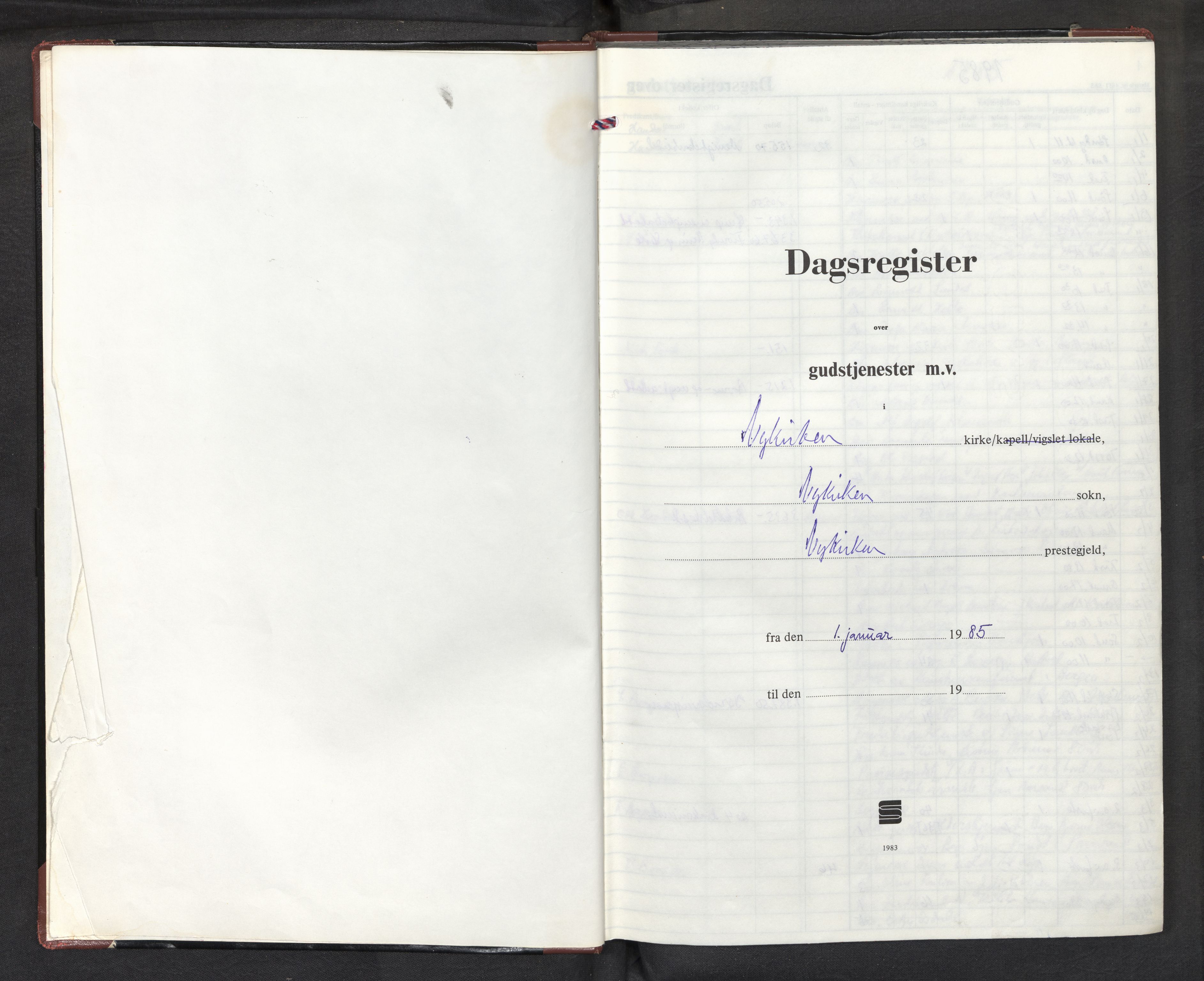 Nykirken Sokneprestembete, SAB/A-77101: Diary records no. A 1, 1985-2011