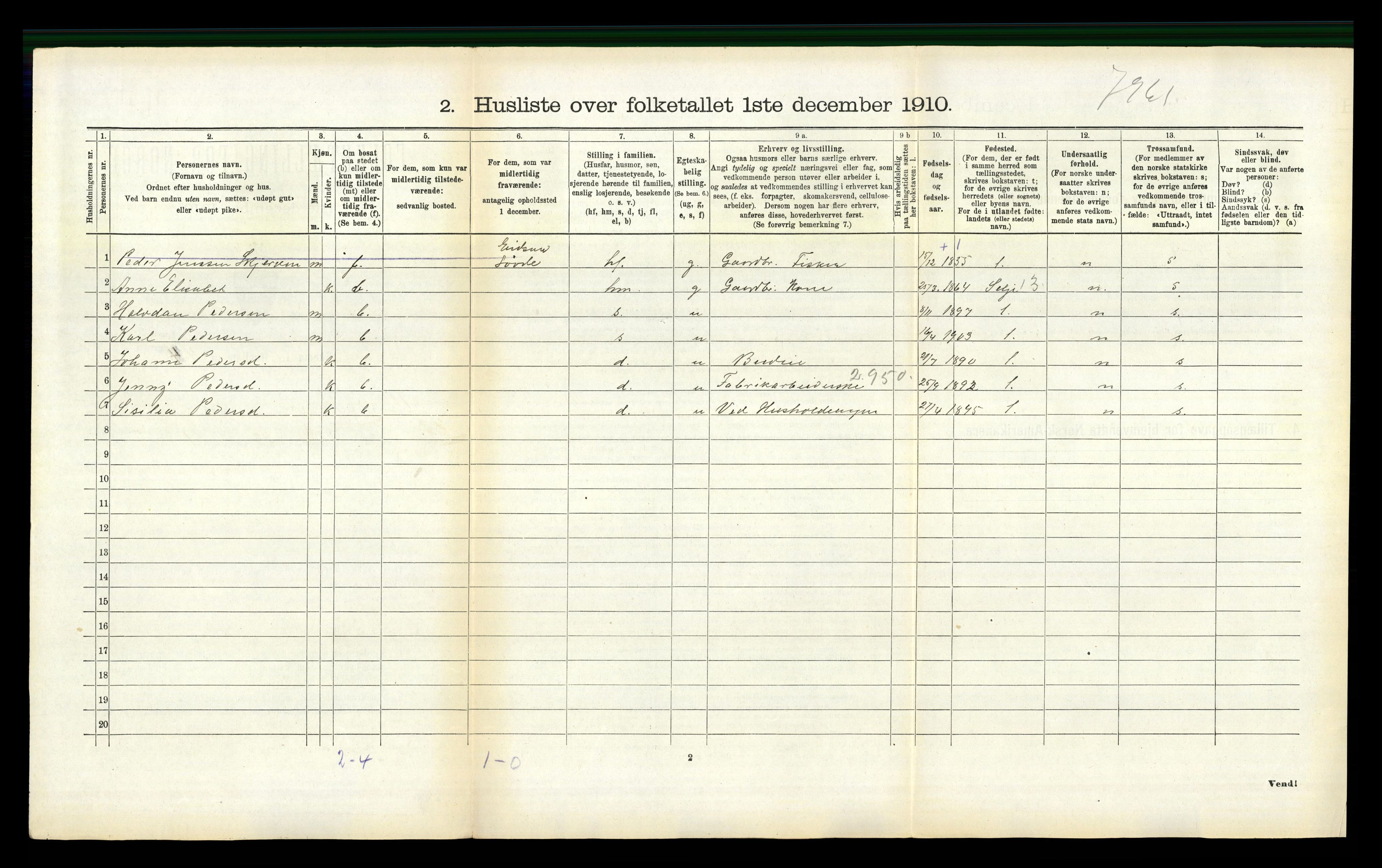 RA, 1910 census for Vanylven, 1910, p. 376