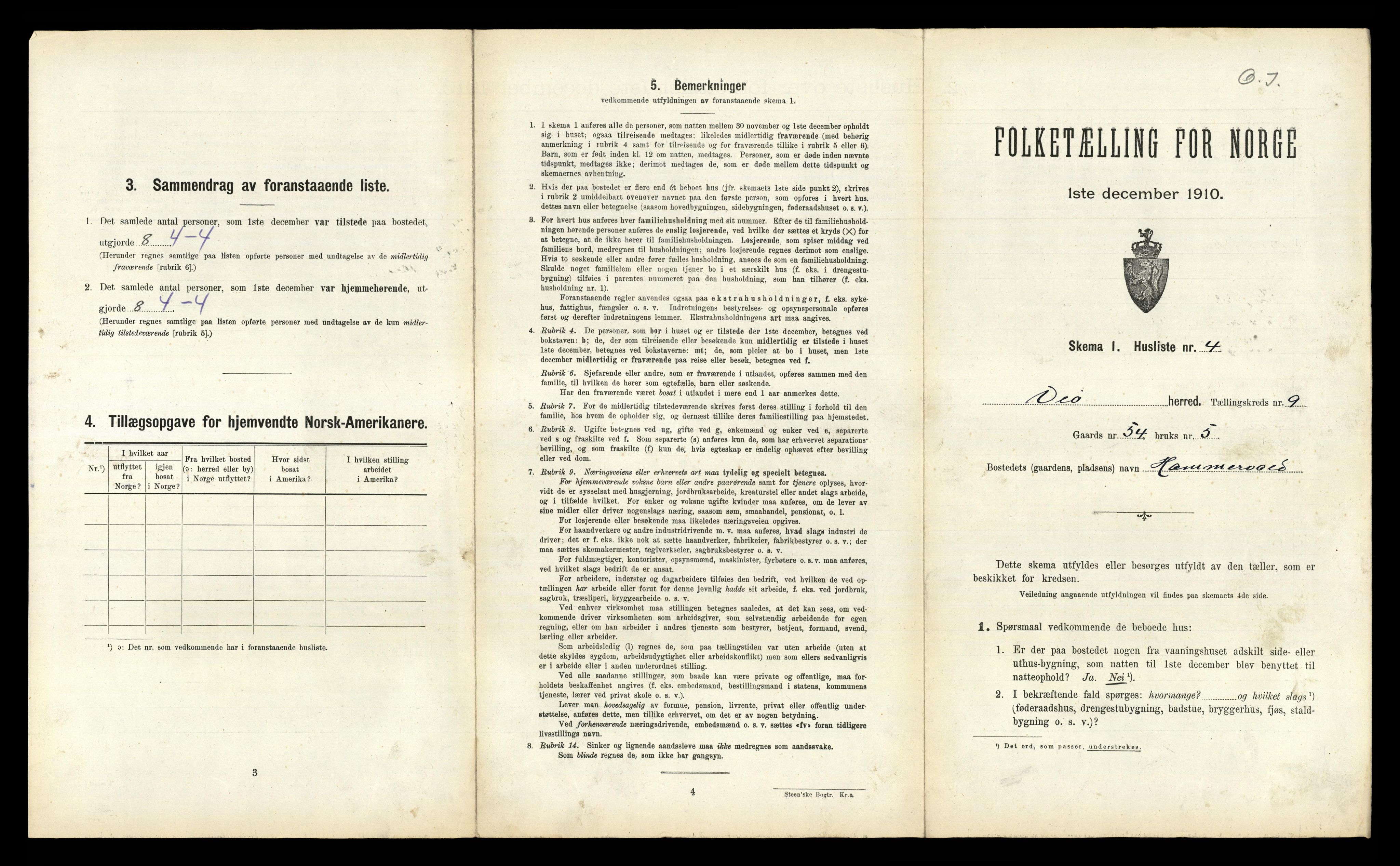 RA, 1910 census for Veøy, 1910, p. 620