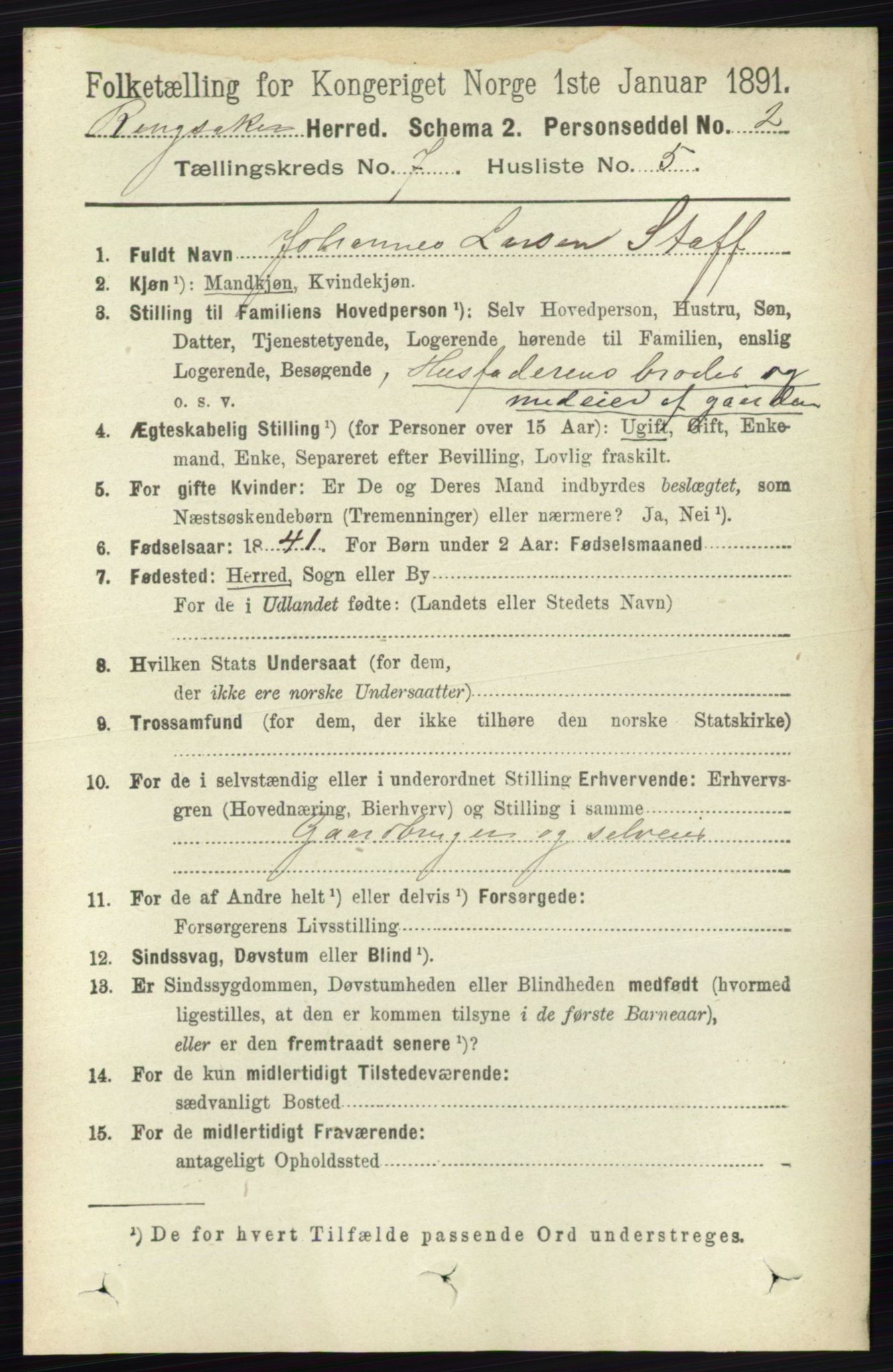 RA, 1891 census for 0412 Ringsaker, 1891, p. 3898