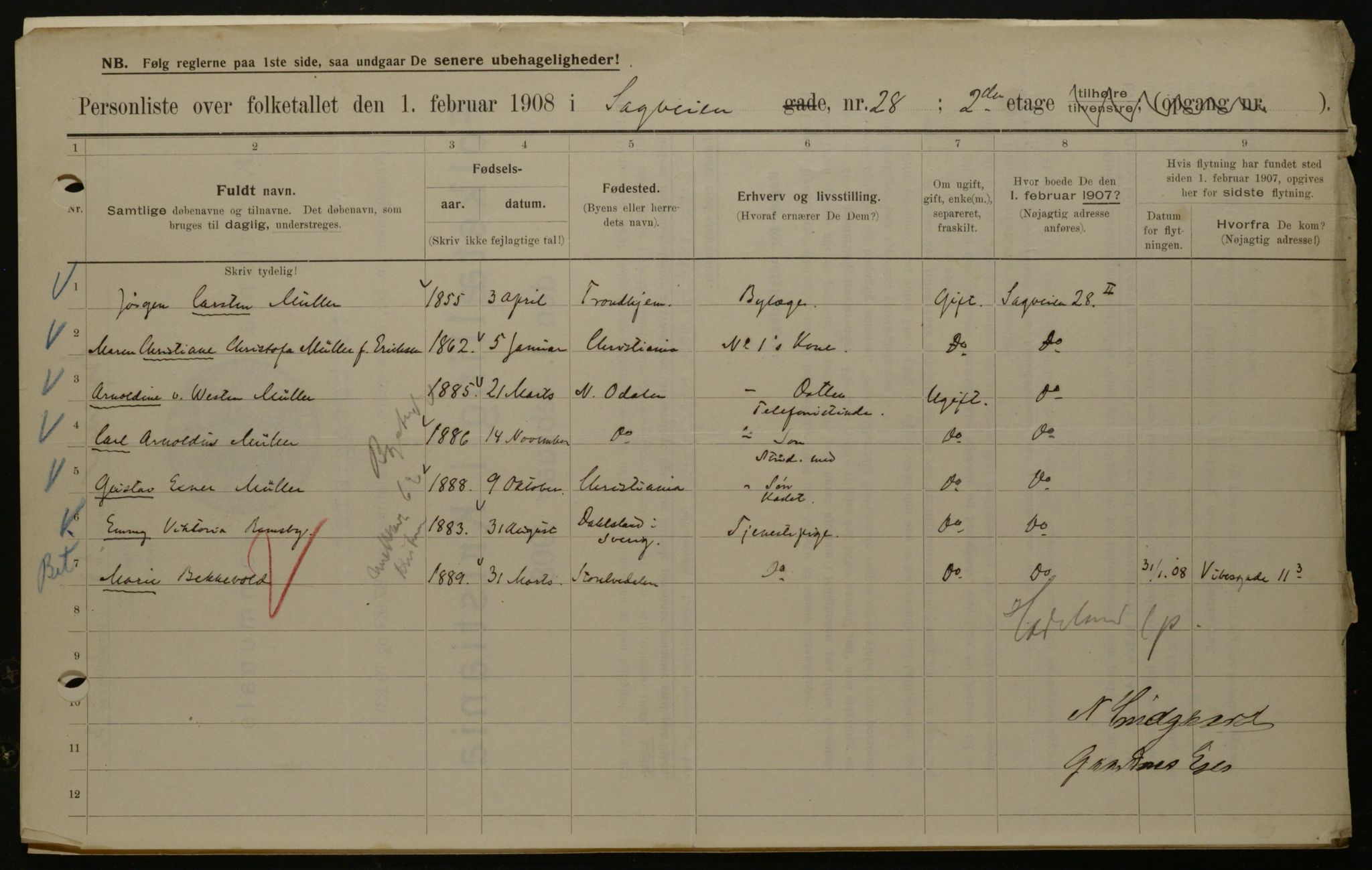 OBA, Municipal Census 1908 for Kristiania, 1908, p. 78098