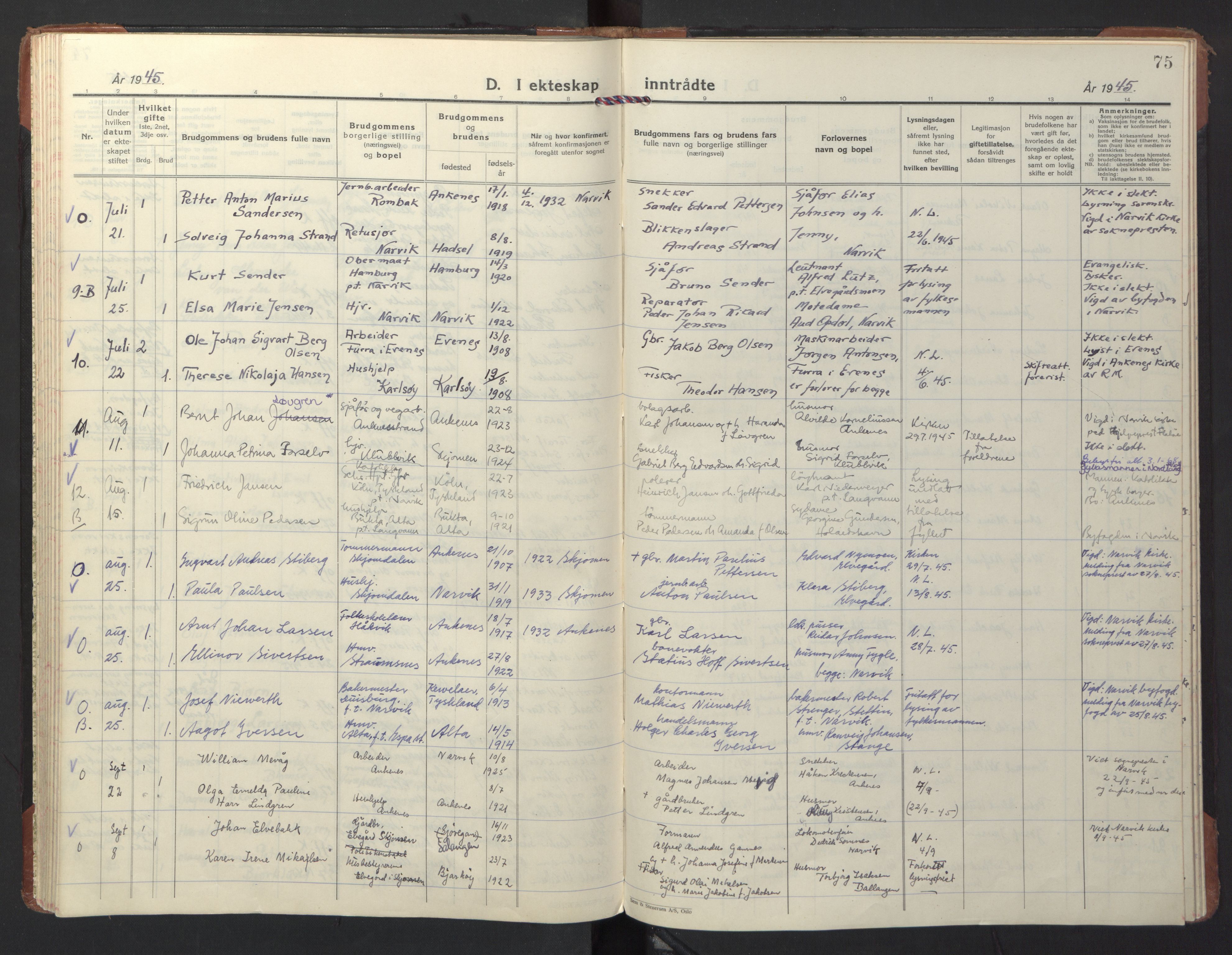 Ministerialprotokoller, klokkerbøker og fødselsregistre - Nordland, SAT/A-1459/866/L0948: Parish register (official) no. 866A11, 1929-1949, p. 75