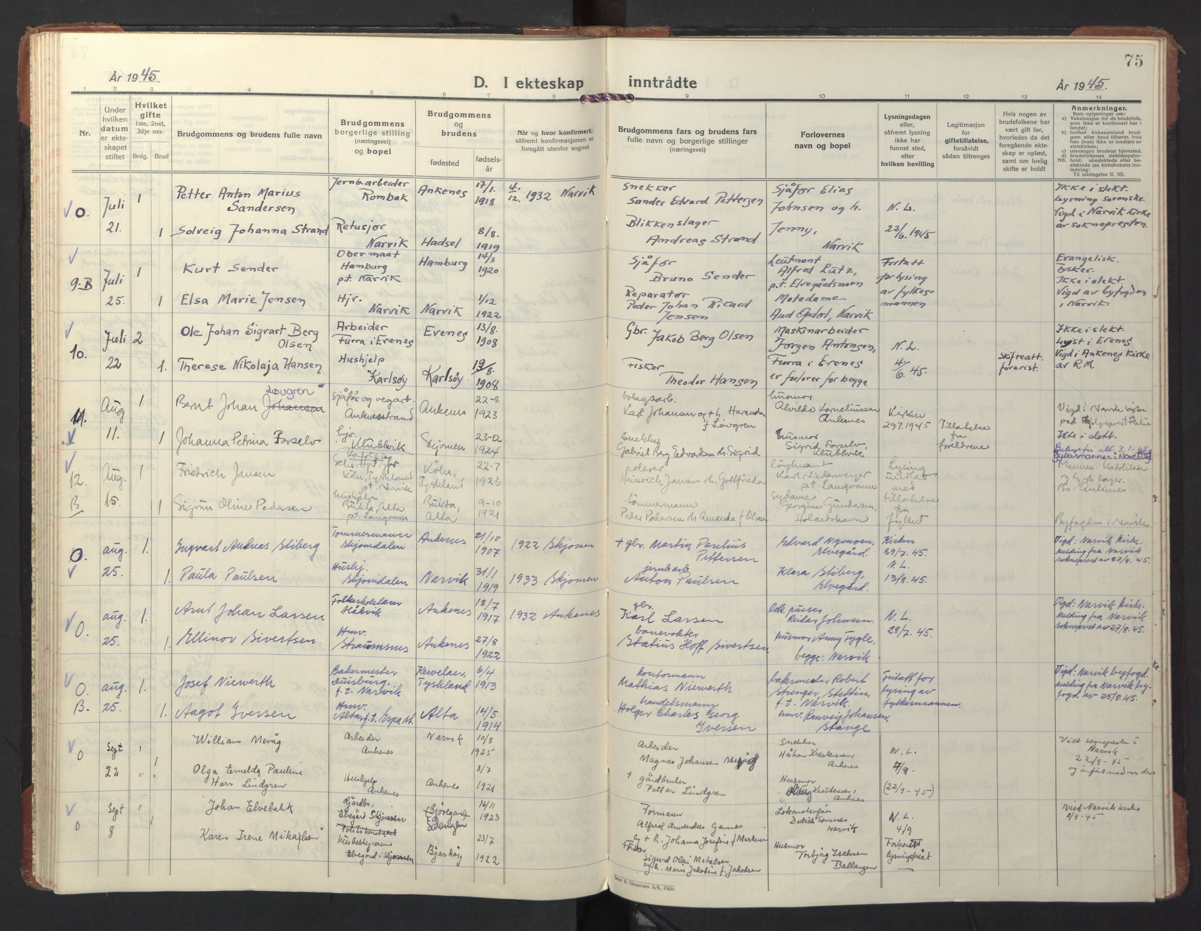 Ministerialprotokoller, klokkerbøker og fødselsregistre - Nordland, AV/SAT-A-1459/866/L0948: Parish register (official) no. 866A11, 1929-1949, p. 75