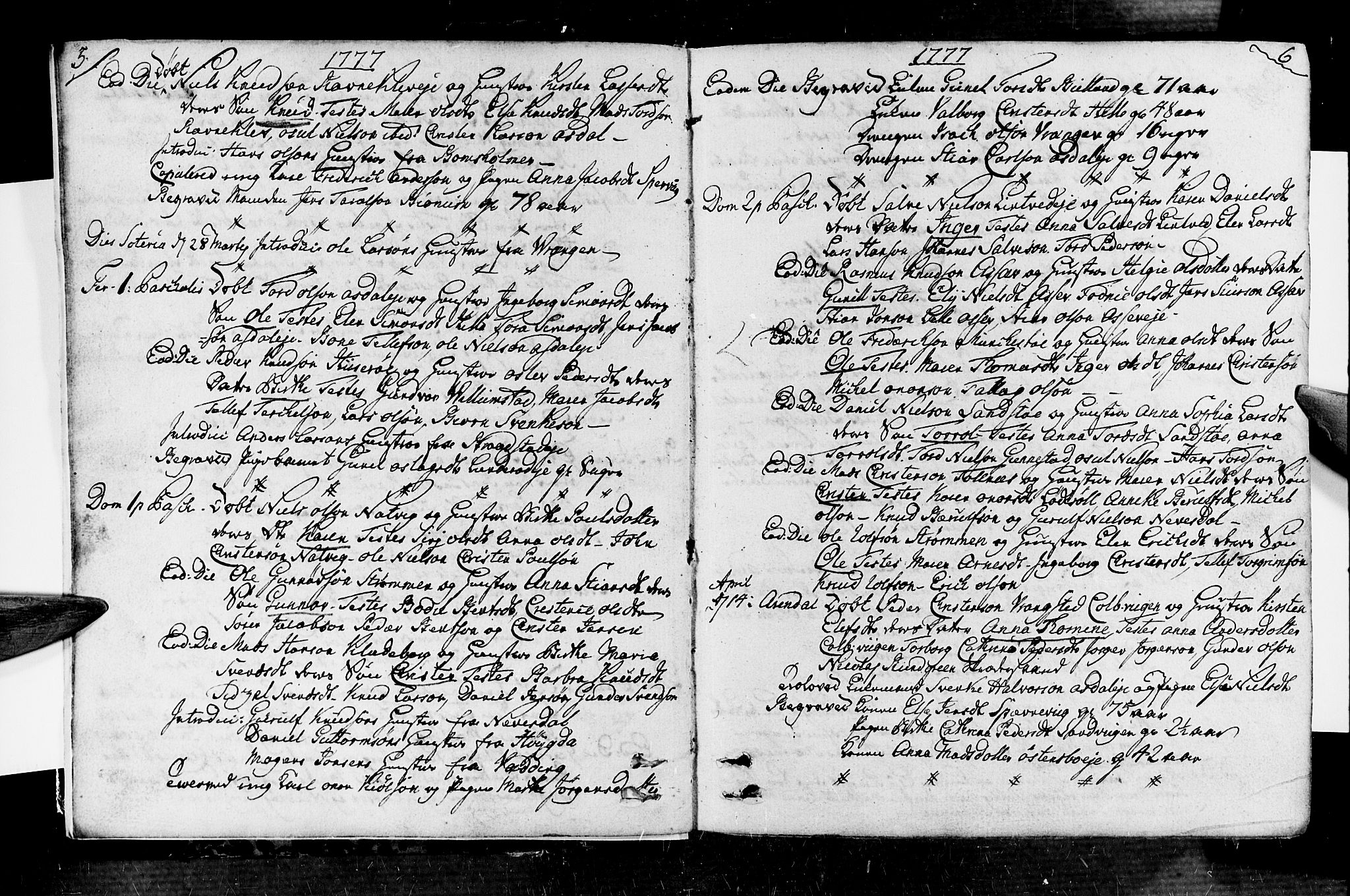 Øyestad sokneprestkontor, AV/SAK-1111-0049/F/Fa/L0008: Parish register (official) no. A 8, 1777-1804, p. 5-6