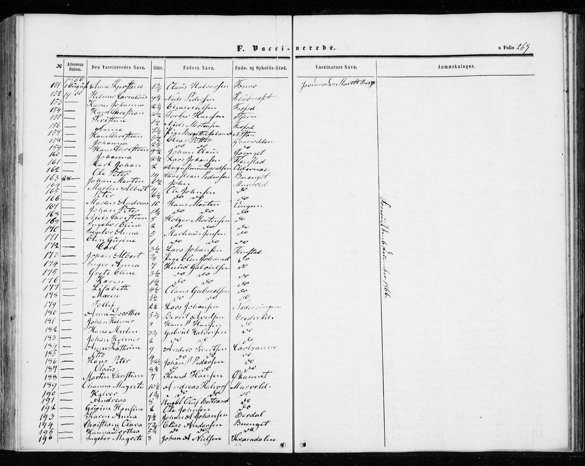 Ministerialprotokoller, klokkerbøker og fødselsregistre - Sør-Trøndelag, SAT/A-1456/655/L0678: Parish register (official) no. 655A07, 1861-1873, p. 269