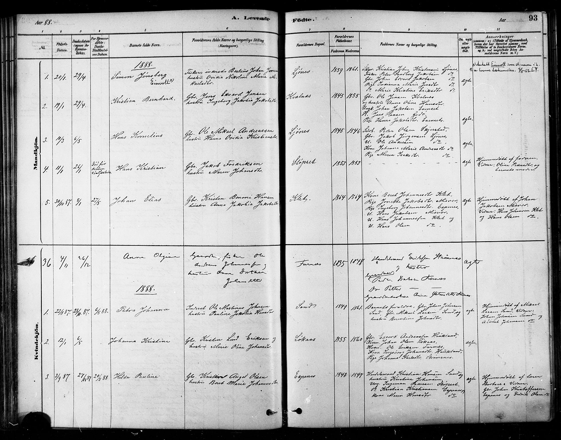 Ministerialprotokoller, klokkerbøker og fødselsregistre - Nordland, SAT/A-1459/852/L0740: Parish register (official) no. 852A10, 1878-1894, p. 93
