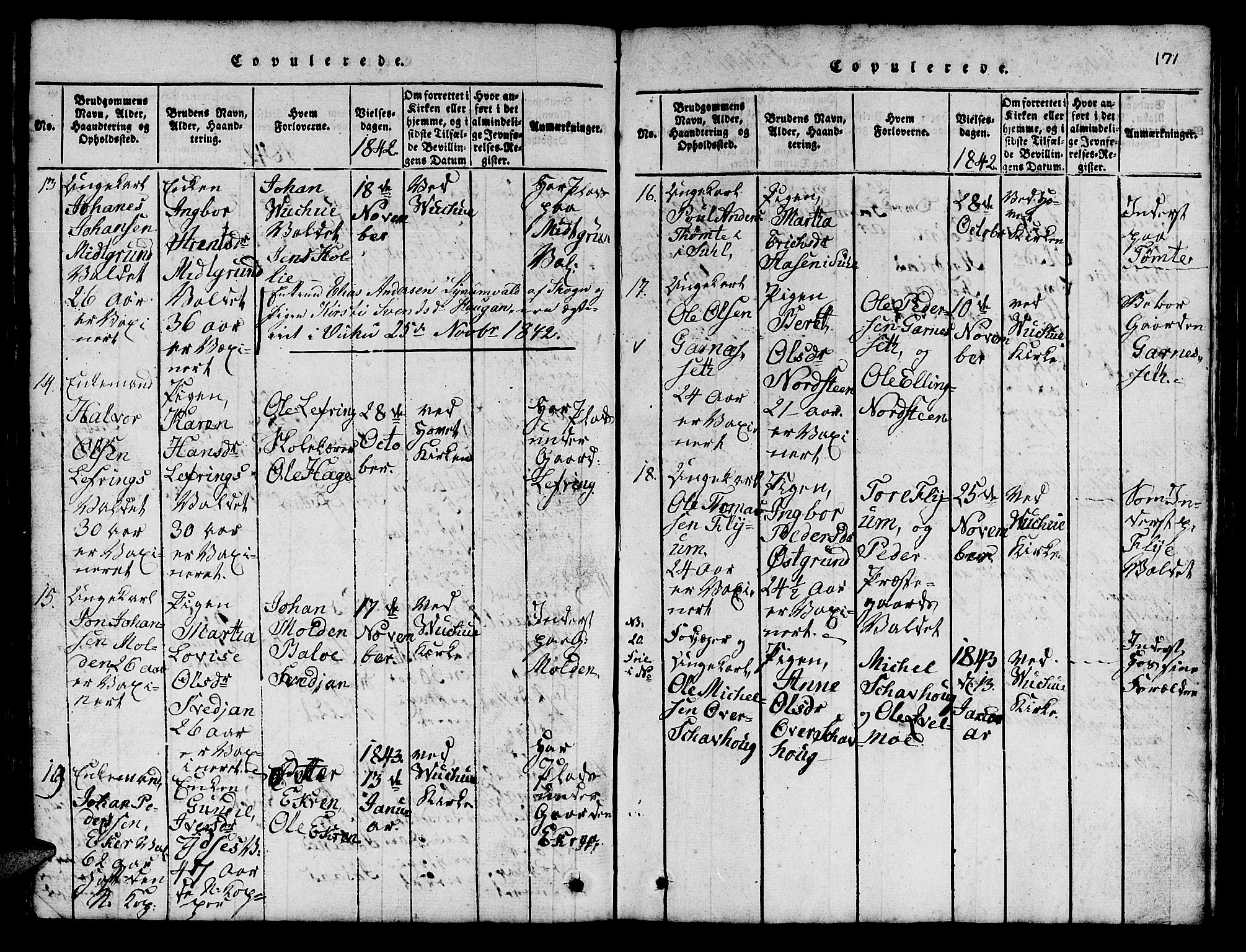 Ministerialprotokoller, klokkerbøker og fødselsregistre - Nord-Trøndelag, AV/SAT-A-1458/724/L0265: Parish register (copy) no. 724C01, 1816-1845, p. 171