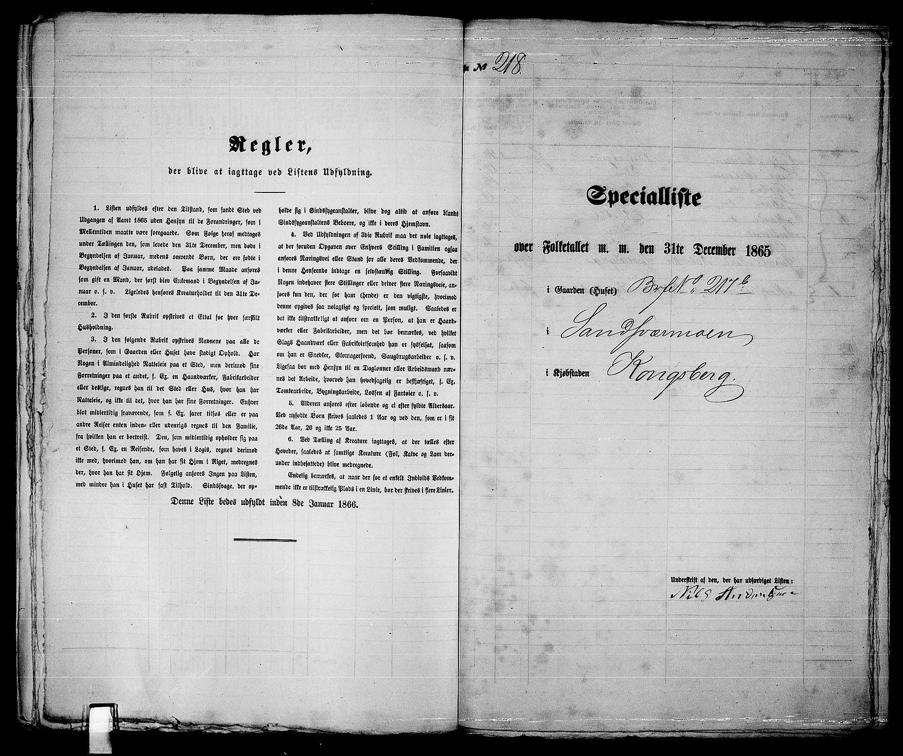 RA, 1865 census for Kongsberg/Kongsberg, 1865, p. 448