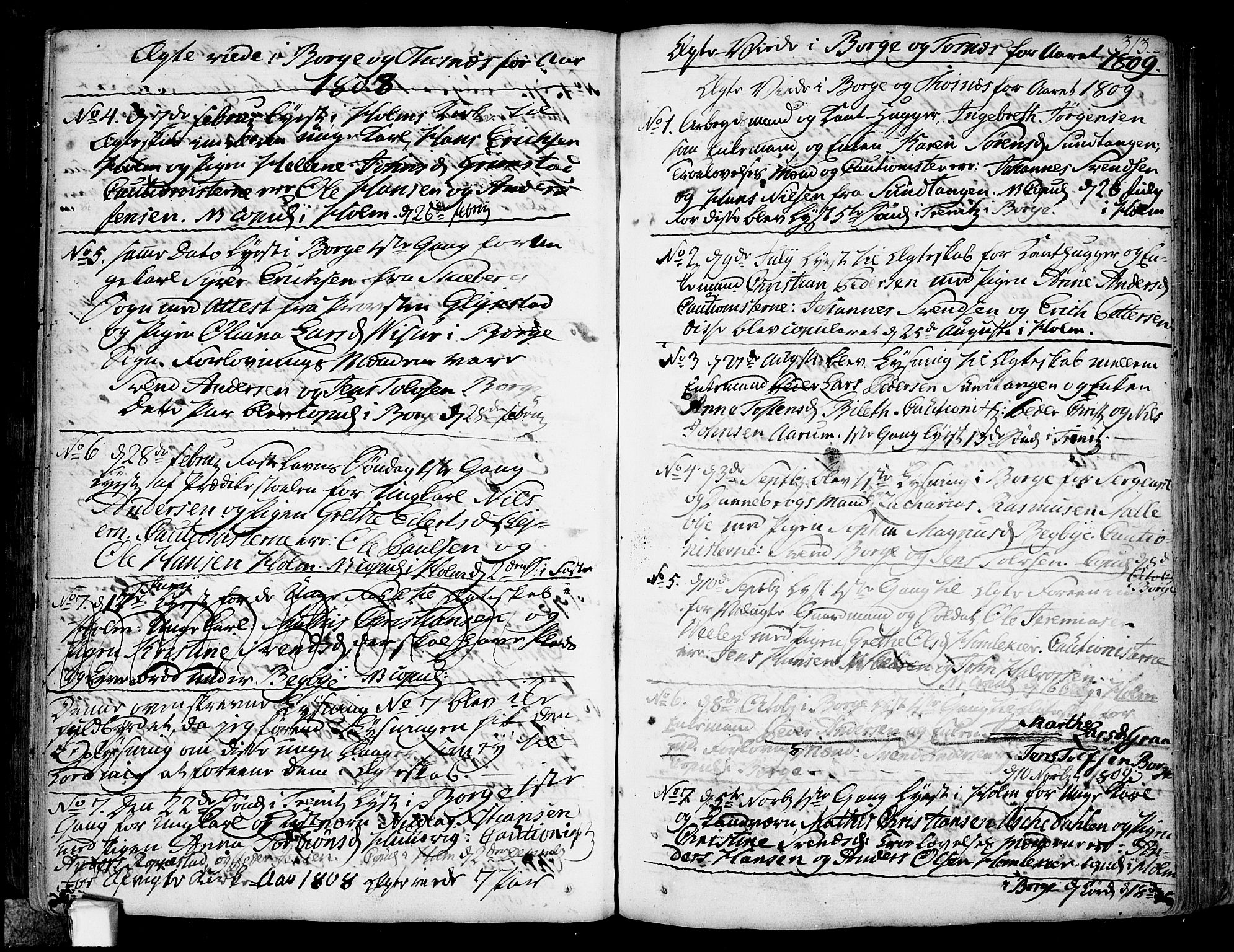 Borge prestekontor Kirkebøker, SAO/A-10903/F/Fa/L0002: Parish register (official) no. I 2, 1791-1817, p. 313