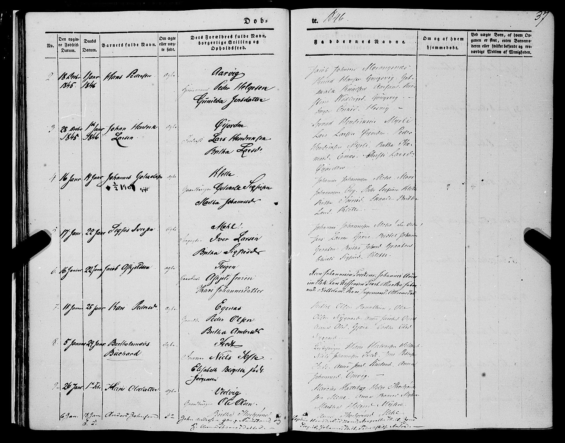 Kvinnherad sokneprestembete, SAB/A-76401/H/Haa: Parish register (official) no. A 7, 1843-1853, p. 37