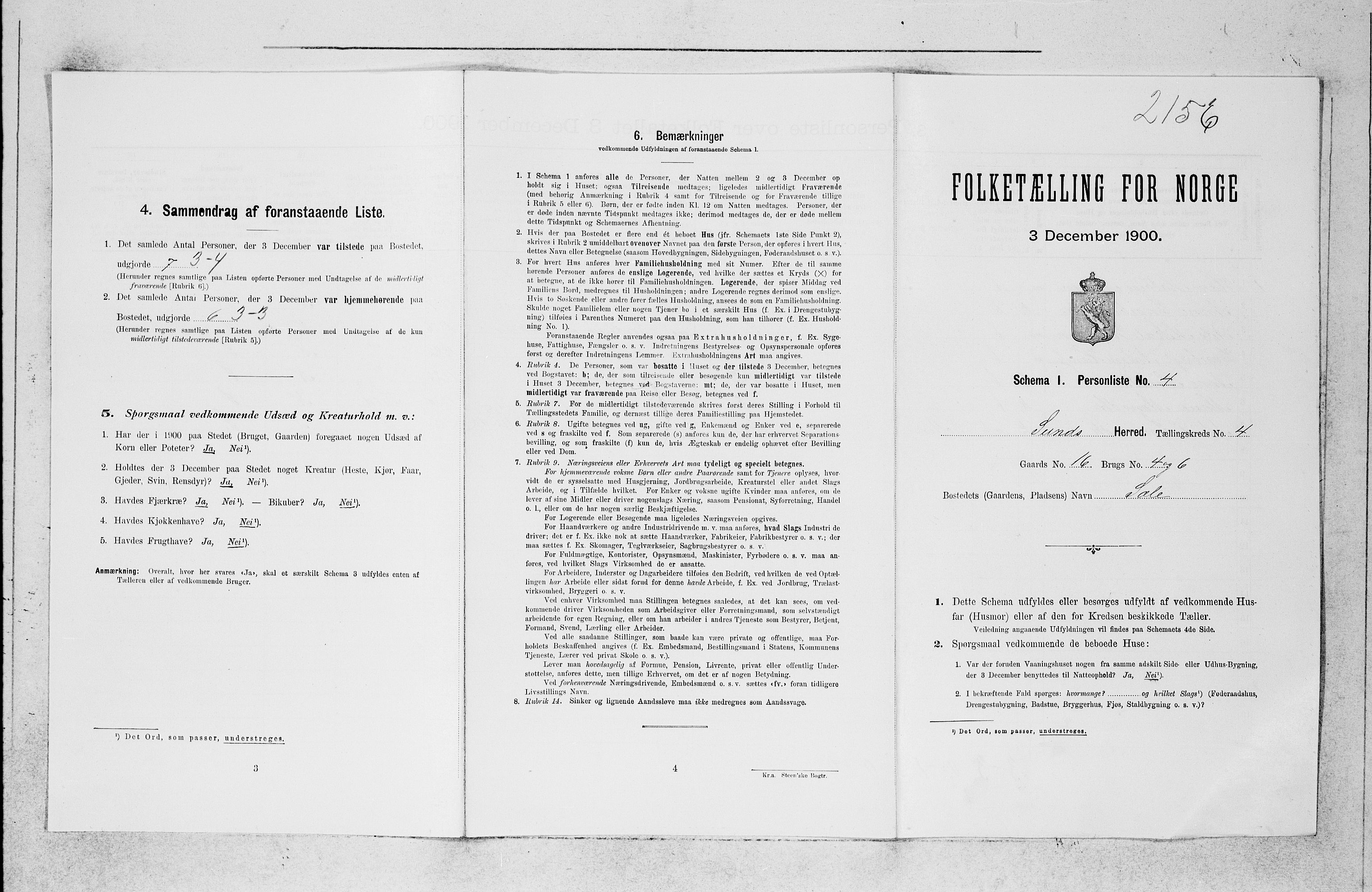 SAB, 1900 census for Sund, 1900, p. 399