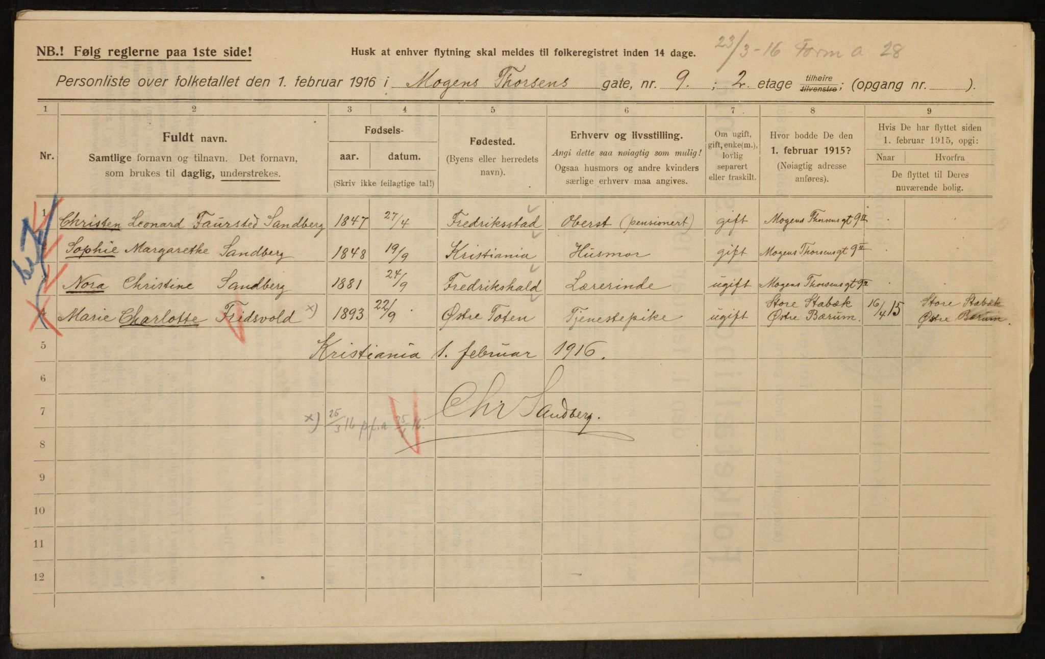 OBA, Municipal Census 1916 for Kristiania, 1916, p. 67270