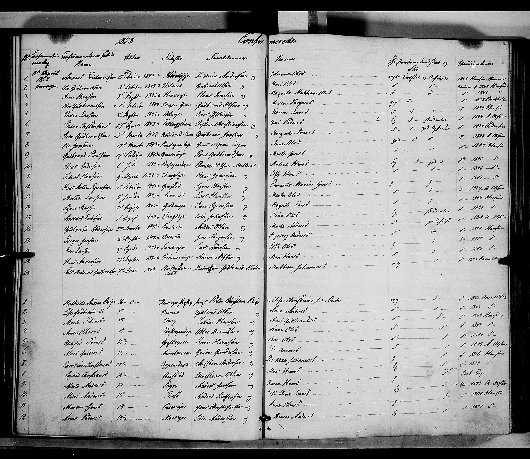 Jevnaker prestekontor, SAH/PREST-116/H/Ha/Haa/L0007: Parish register (official) no. 7, 1858-1876, p. 101