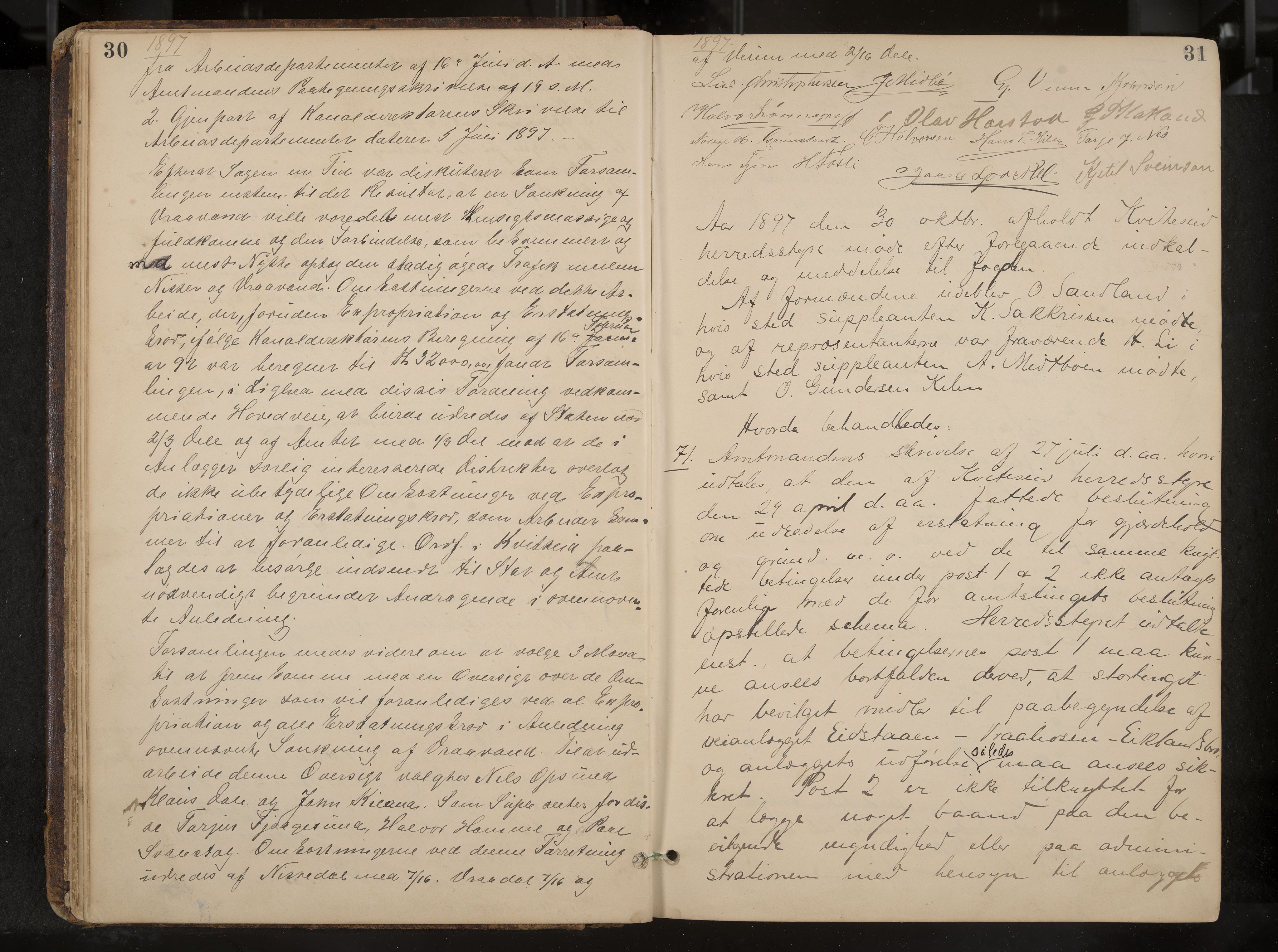 Kviteseid formannskap og sentraladministrasjon, IKAK/0829021/A/Aa/L0004: Møtebok, 1896-1911, p. 30-31