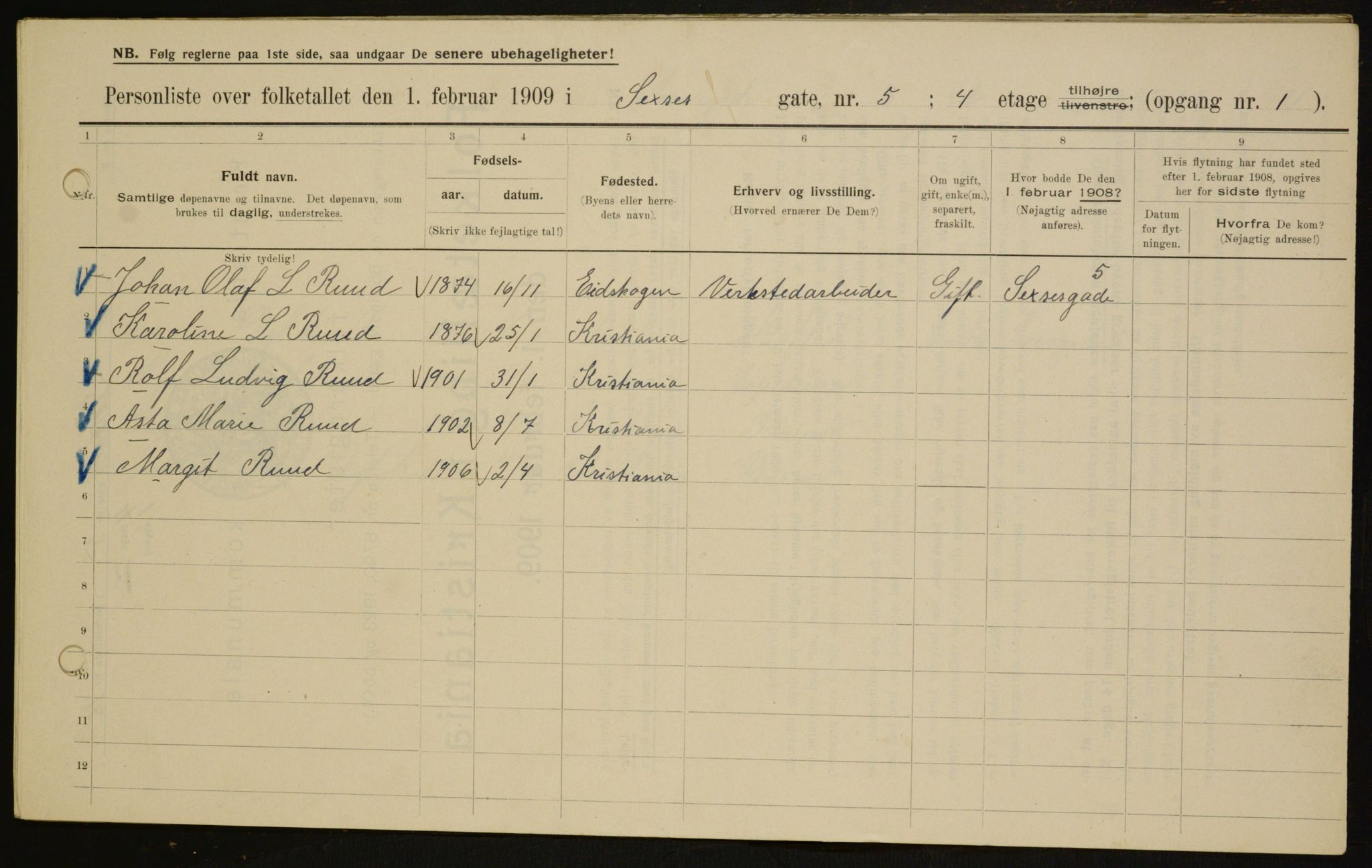 OBA, Municipal Census 1909 for Kristiania, 1909, p. 85939