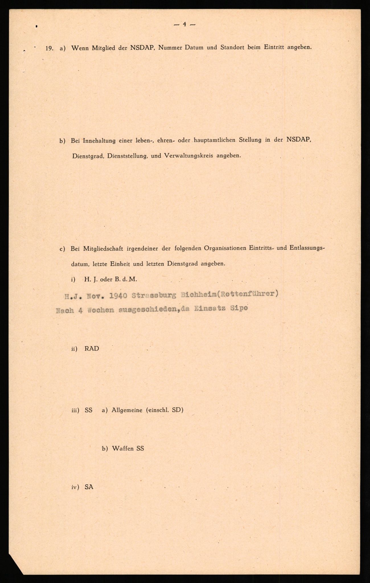 Forsvaret, Forsvarets overkommando II, RA/RAFA-3915/D/Db/L0028: CI Questionaires. Tyske okkupasjonsstyrker i Norge. Tyskere., 1945-1946, p. 167