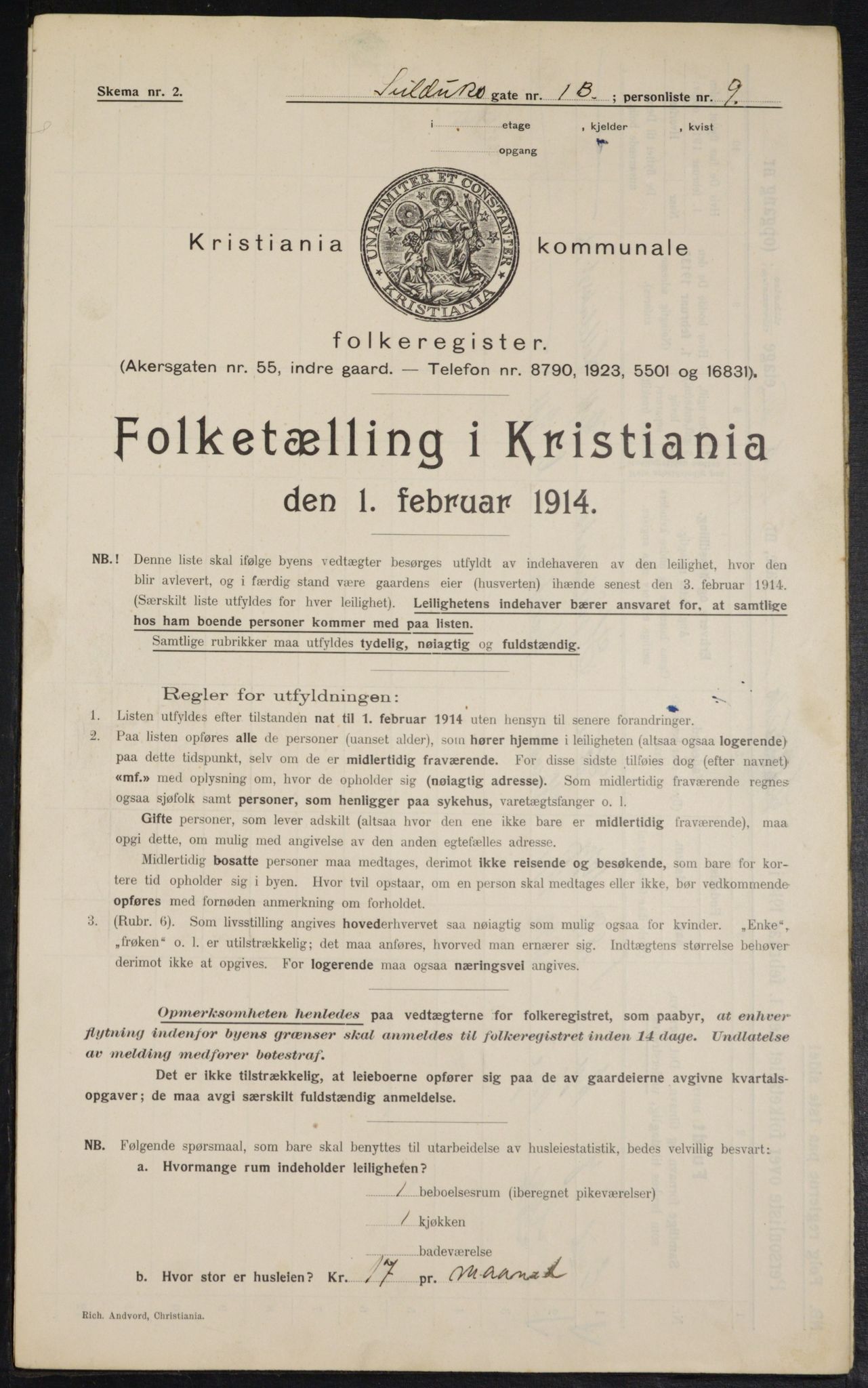 OBA, Municipal Census 1914 for Kristiania, 1914, p. 93645