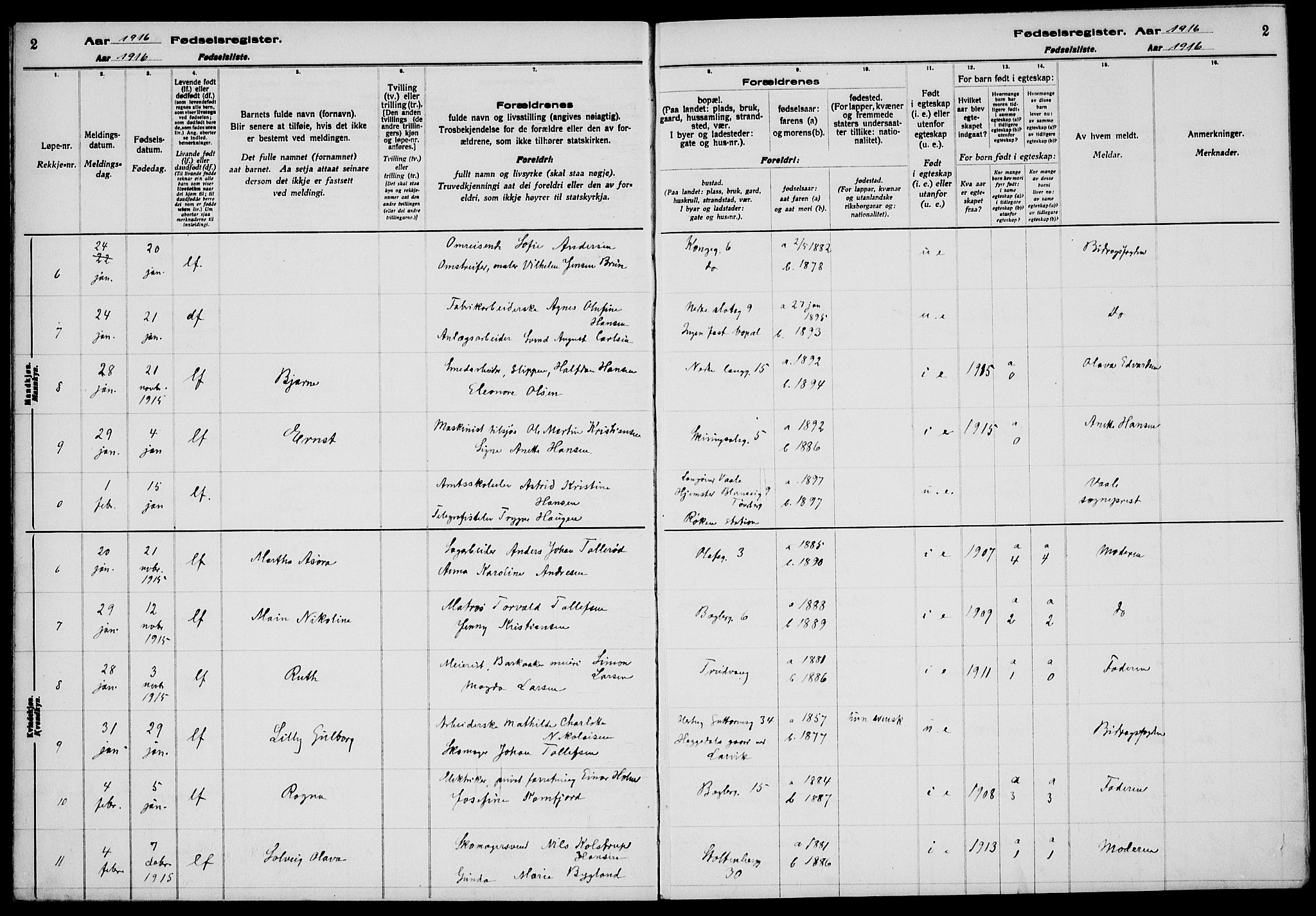 Tønsberg kirkebøker, AV/SAKO-A-330/J/Ja/L0001: Birth register no. 1, 1916-1922, p. 2