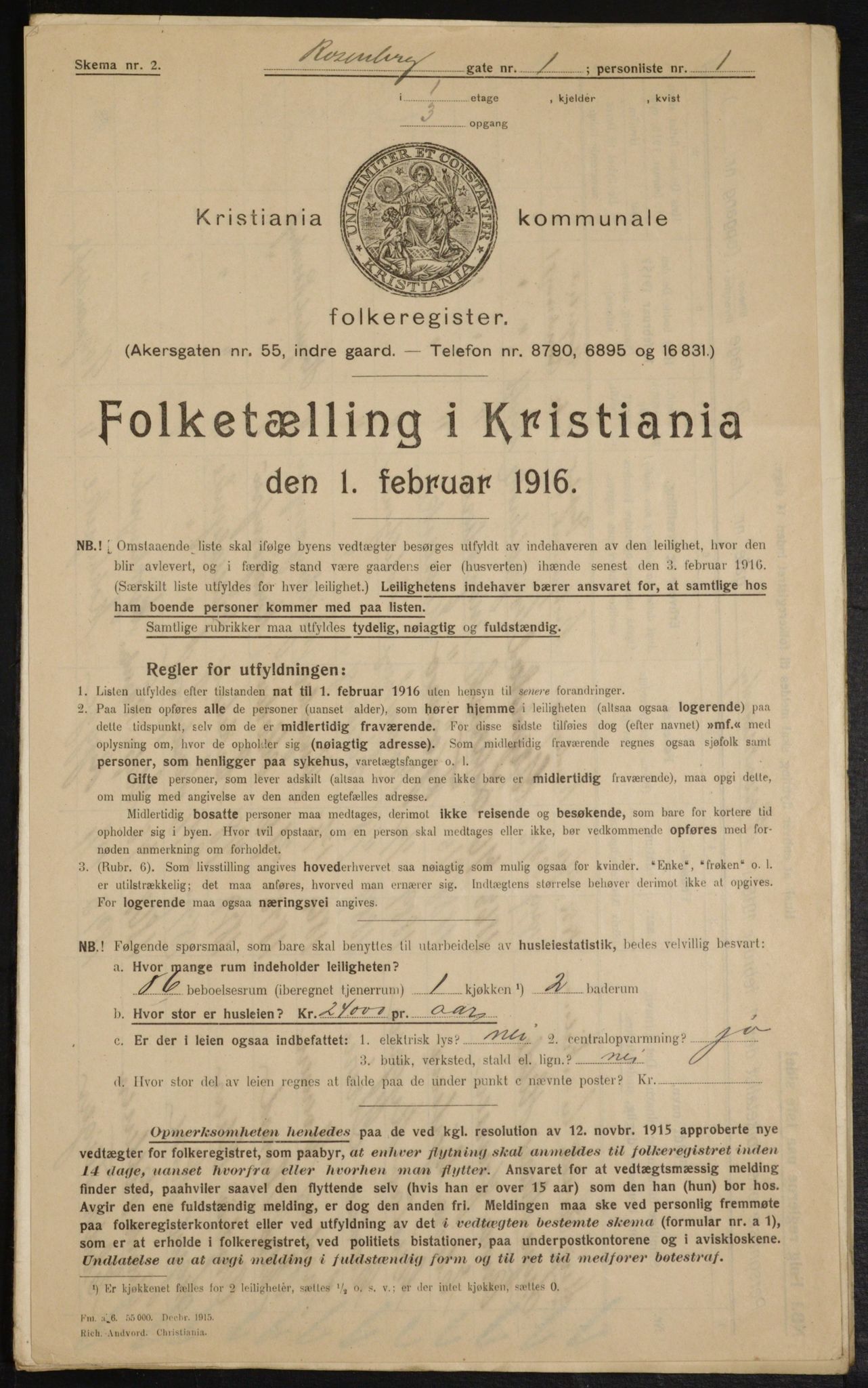 OBA, Municipal Census 1916 for Kristiania, 1916, p. 86088