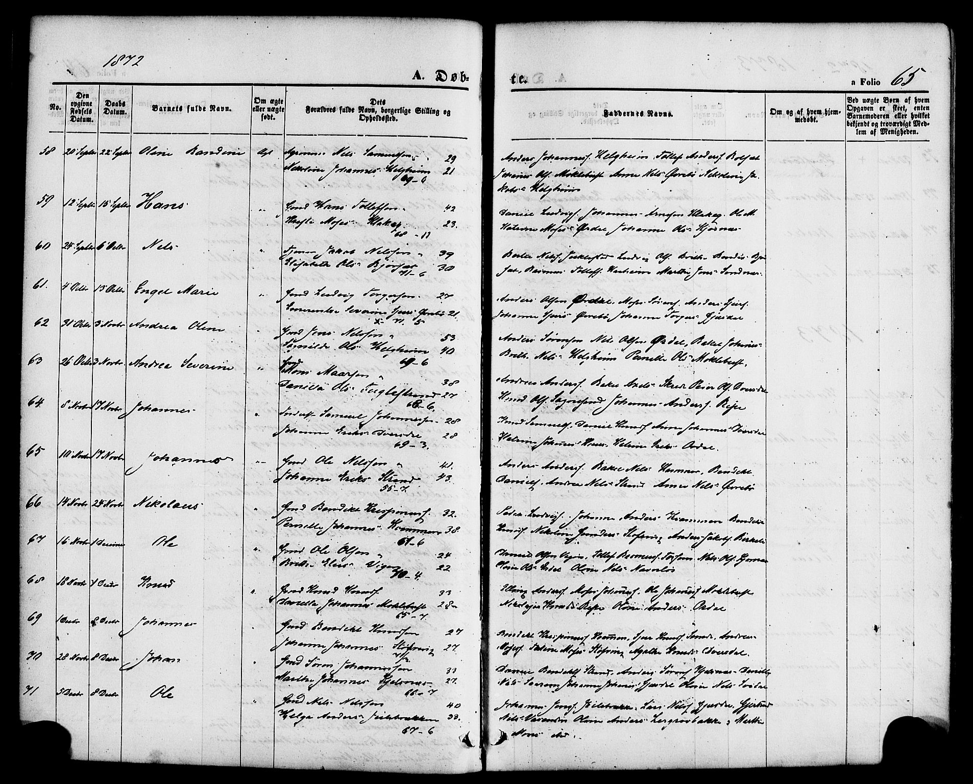 Jølster sokneprestembete, SAB/A-80701/H/Haa/Haaa/L0011: Parish register (official) no. A 11, 1866-1881, p. 65