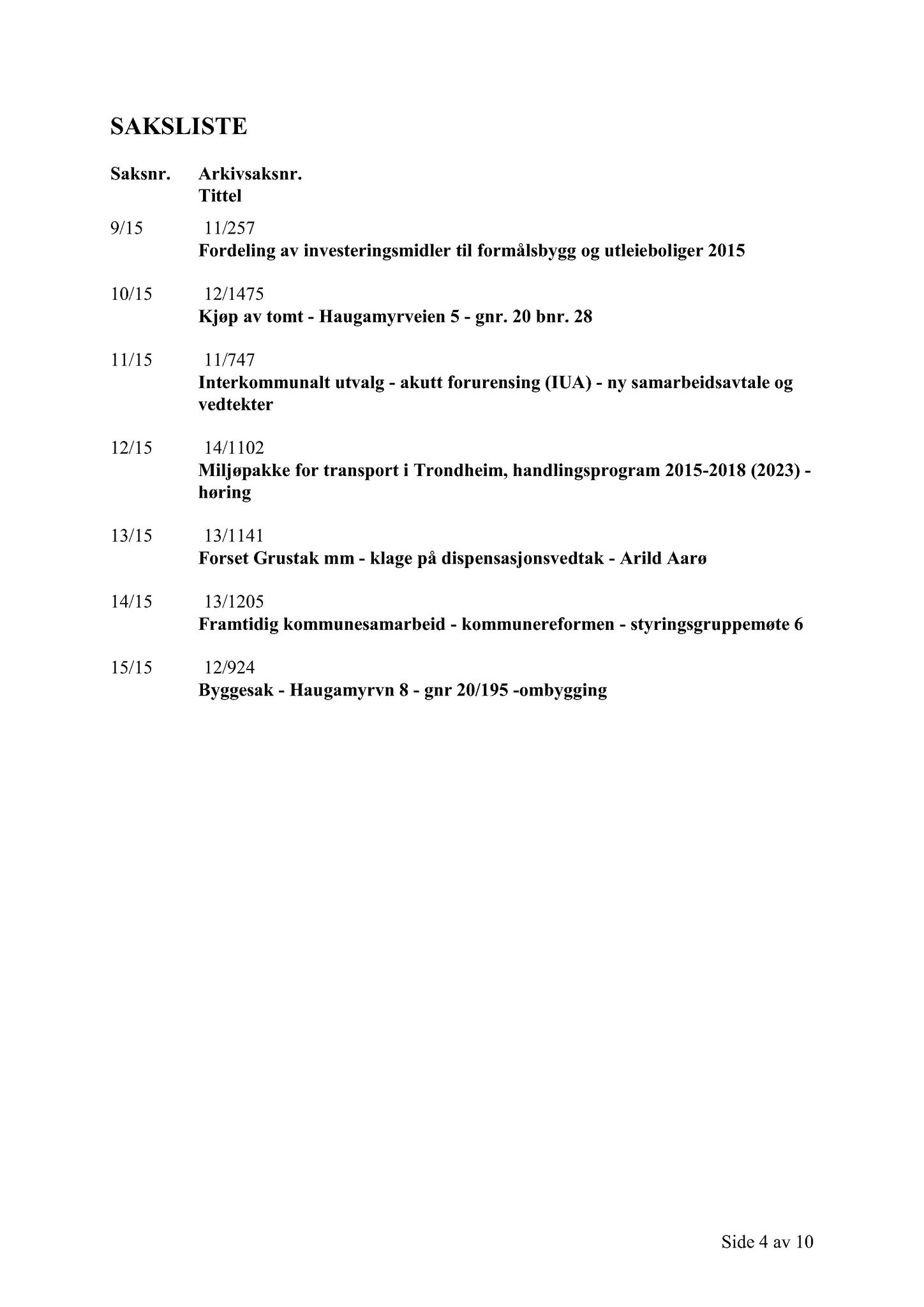 Klæbu Kommune, TRKO/KK/02-FS/L008: Formannsskapet - Møtedokumenter, 2015, p. 421