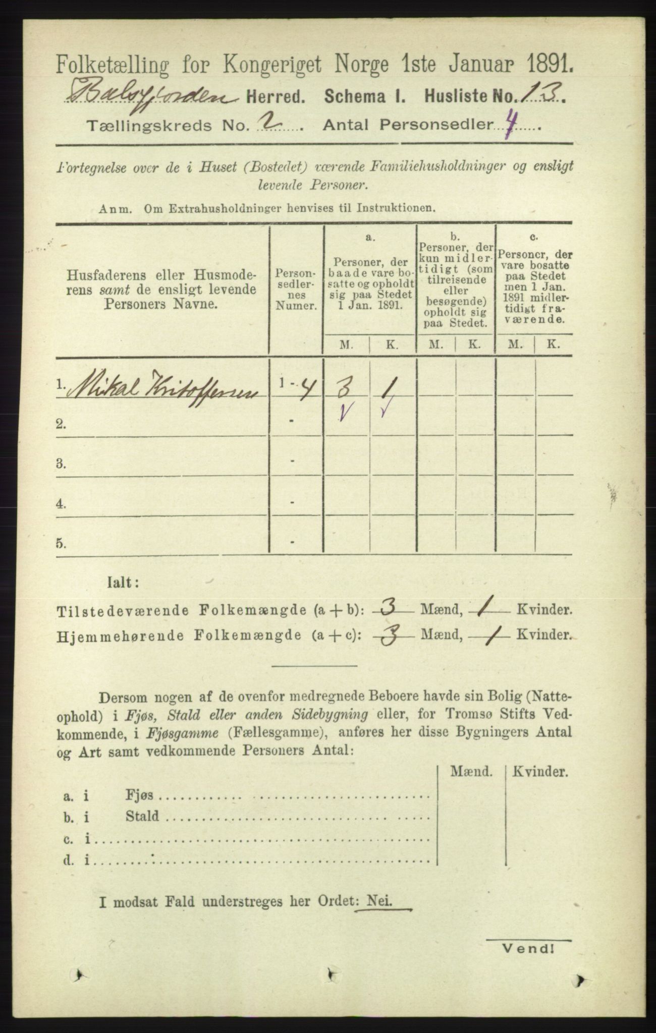 RA, 1891 census for 1933 Balsfjord, 1891, p. 488