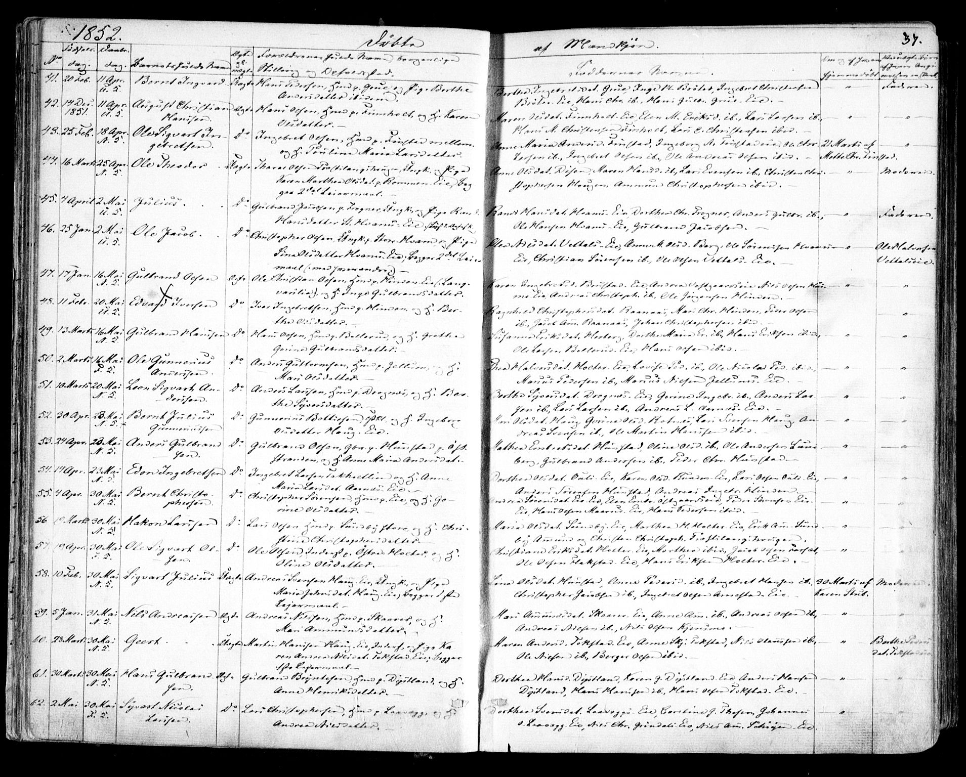 Nes prestekontor Kirkebøker, AV/SAO-A-10410/F/Fa/L0007: Parish register (official) no. I 7, 1846-1858, p. 37