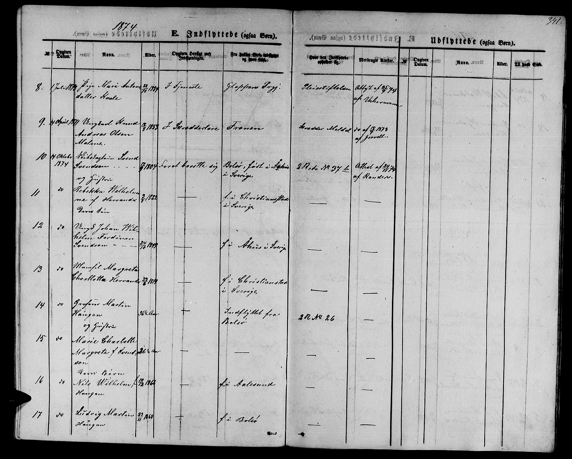 Ministerialprotokoller, klokkerbøker og fødselsregistre - Møre og Romsdal, AV/SAT-A-1454/558/L0701: Parish register (copy) no. 558C02, 1862-1879, p. 341