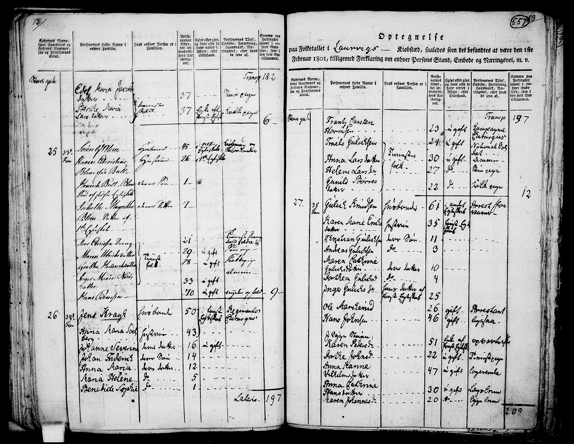 RA, 1801 census for 0707P Larvik, 1801, p. 556b-557a