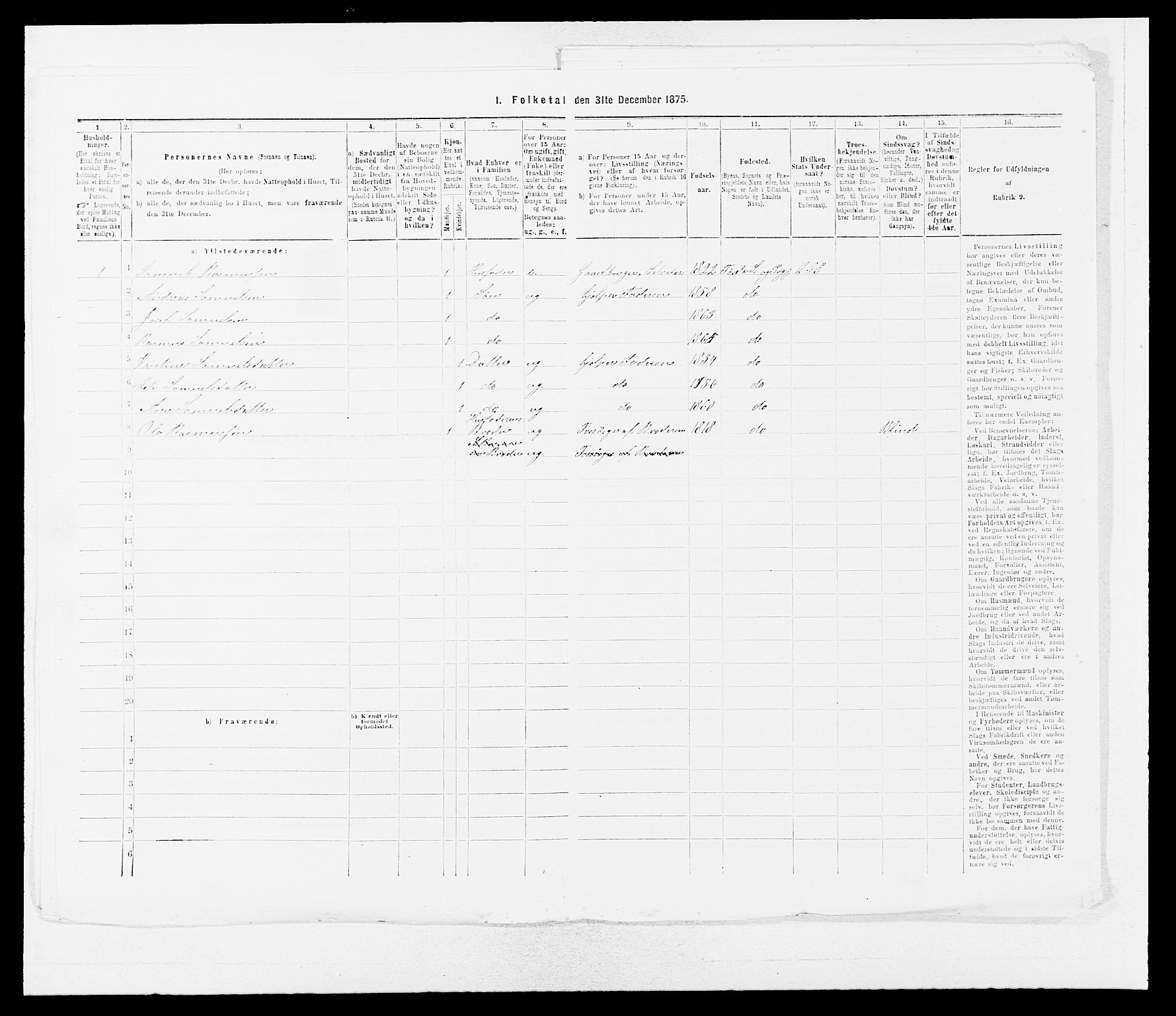 SAB, 1875 census for 1432P Førde, 1875, p. 867