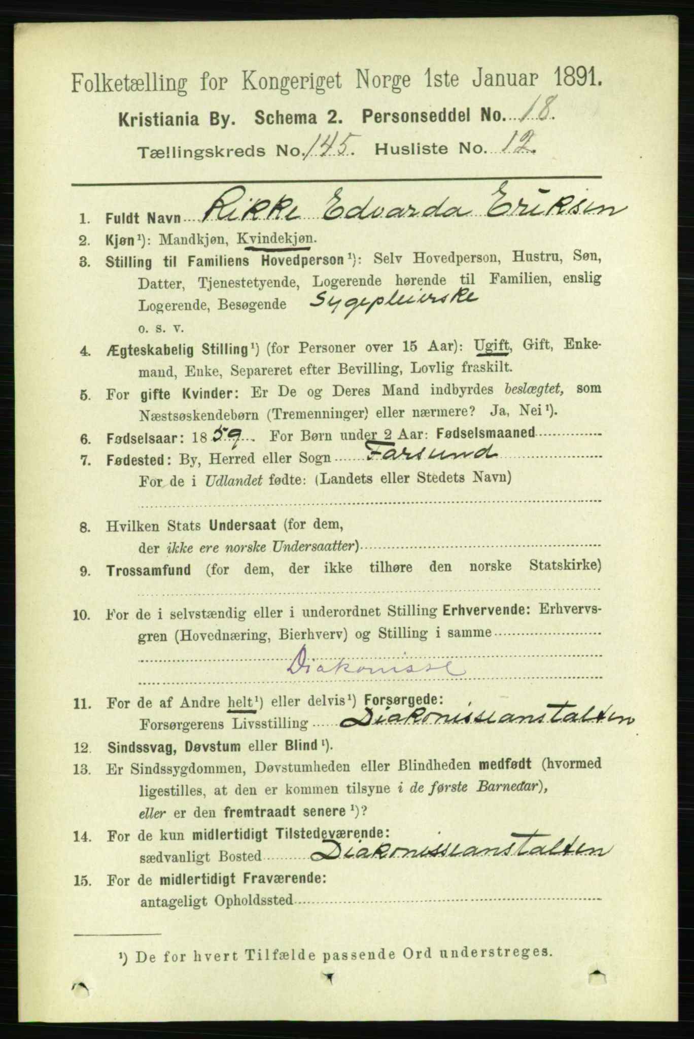 RA, 1891 census for 0301 Kristiania, 1891, p. 79852