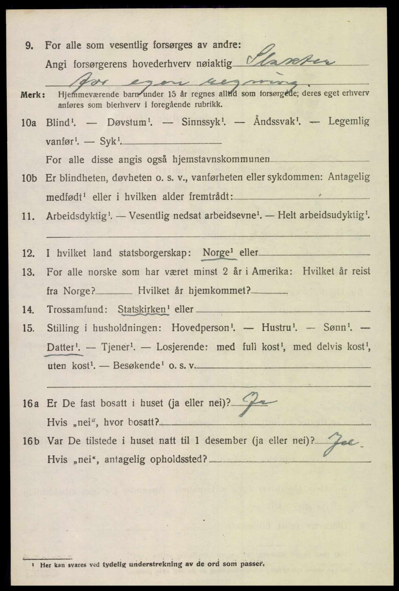 SAK, 1920 census for Vennesla, 1920, p. 1903